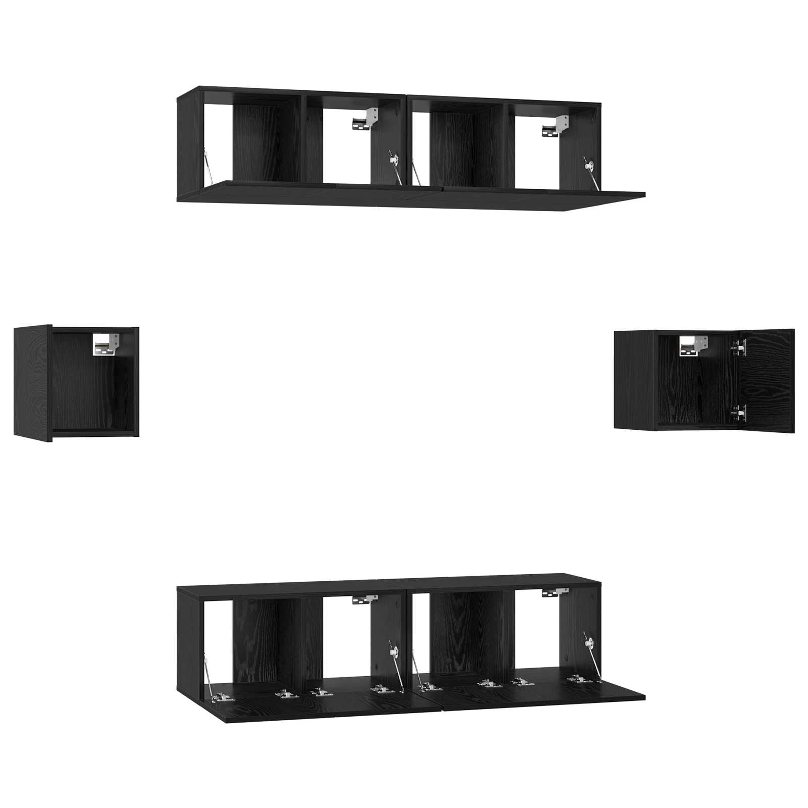 vidaXL Set comodă TV Pe perete 6 pcs Stejar negru Lemn compozit vidaXL Set comodă TV Pe perete 6 pcs Stejar negru Lemn compozit