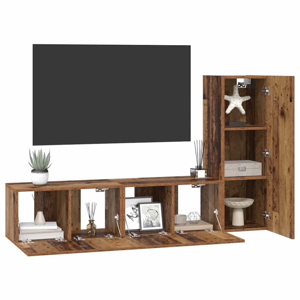 vidaXL Set comodă TV 3 pcs Lemn vechi 60 x 30 x 30 cm Lemn compozit vidaXL Set comodă TV 3 pcs Lemn vechi 60 x 30 x 30 cm Lemn compozit