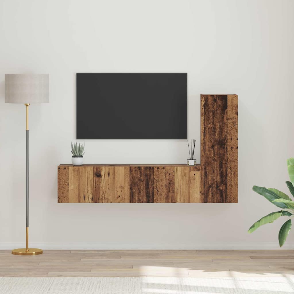 vidaXL Set comodă TV 3 pcs Lemn vechi 60 x 30 x 30 cm Lemn compozit vidaXL Set comodă TV 3 pcs Lemn vechi 60 x 30 x 30 cm Lemn compozit
