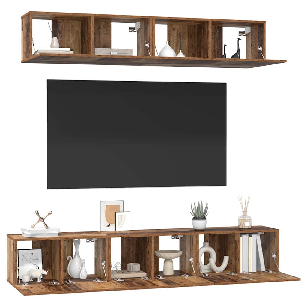 vidaXL Set dulap TV 5 pcs Lemn vechi Standard Mediu Lemn compozit vidaXL Set dulap TV 5 pcs Lemn vechi Standard Mediu Lemn compozit