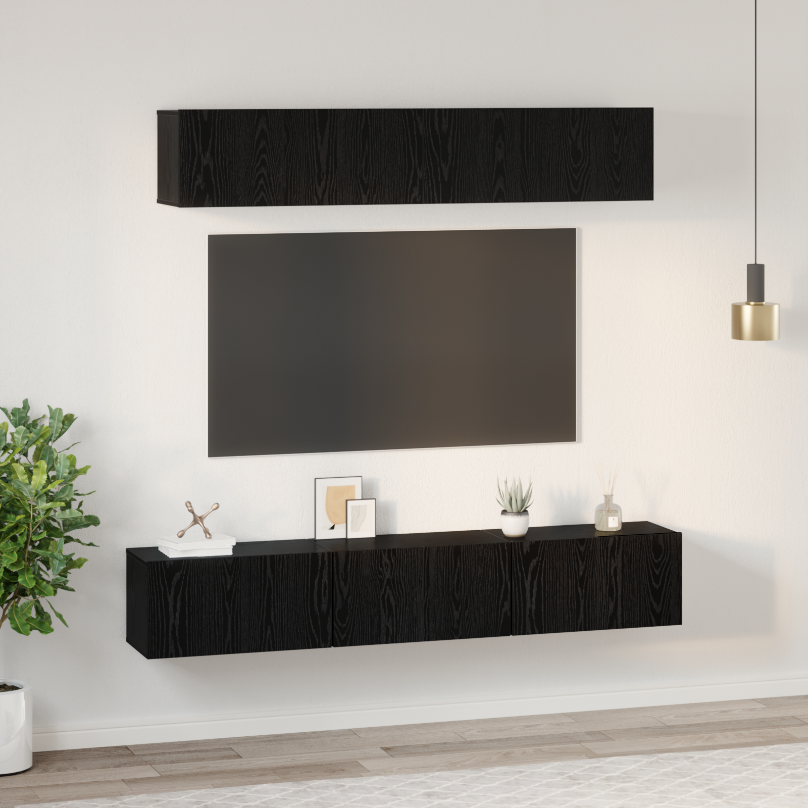 vidaXL Set comodă TV 5 pcs Stejar Negru Mediu 80 x 30 x 30.5 cm vidaXL Set comodă TV 5 pcs Stejar Negru Mediu 80 x 30 x 30.5 cm