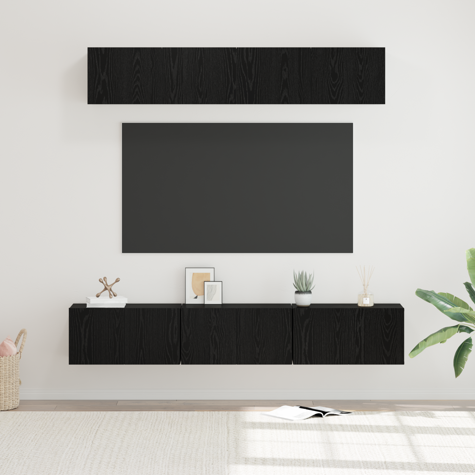 vidaXL Set comodă TV 5 pcs Stejar Negru Mediu 80 x 30 x 30.5 cm vidaXL Set comodă TV 5 pcs Stejar Negru Mediu 80 x 30 x 30.5 cm