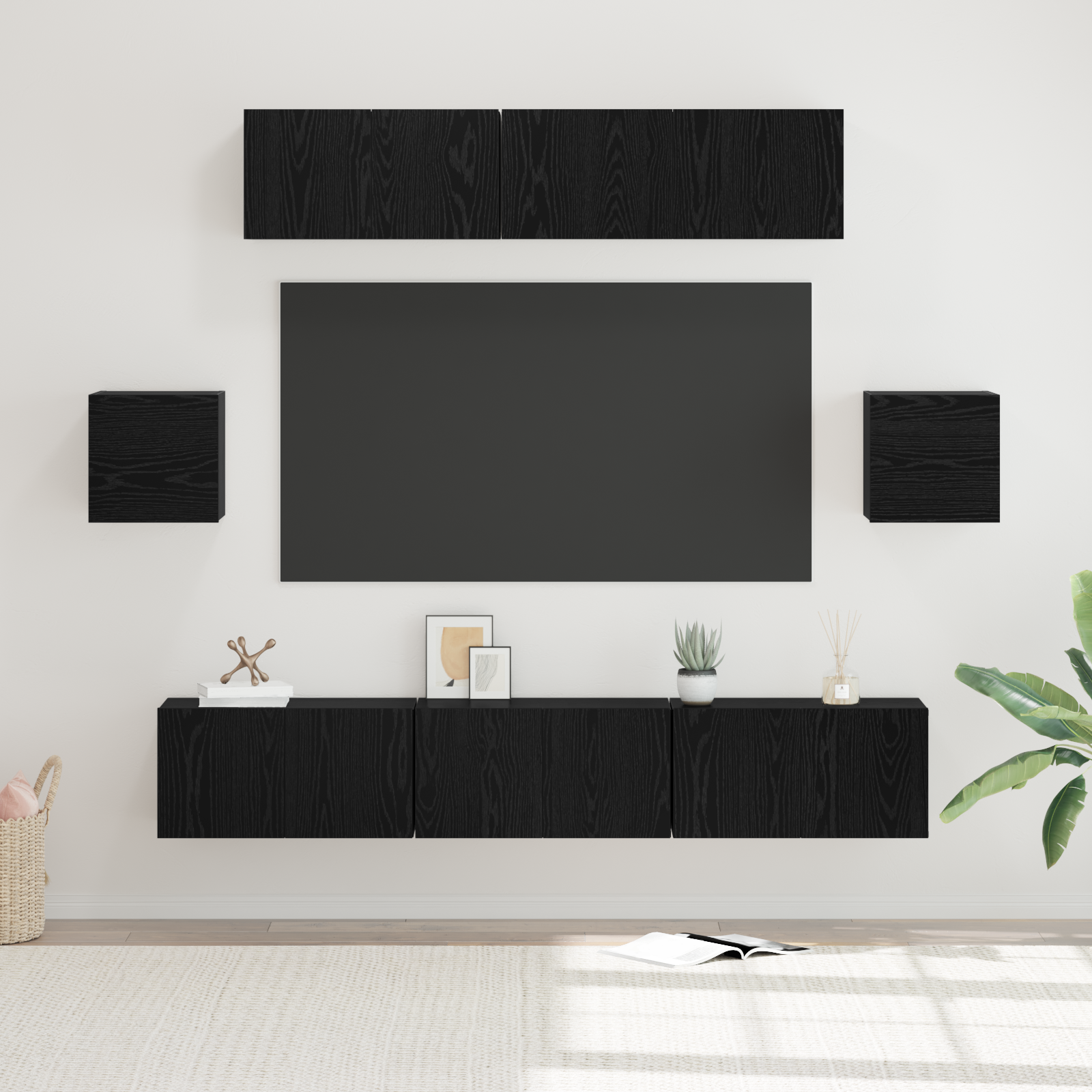 vidaXL Set comodă TV 7 pcs Stejar negru 80 x 30 x 30 cm Lemn compozit vidaXL Set comodă TV 7 pcs Stejar negru 80 x 30 x 30 cm Lemn compozit