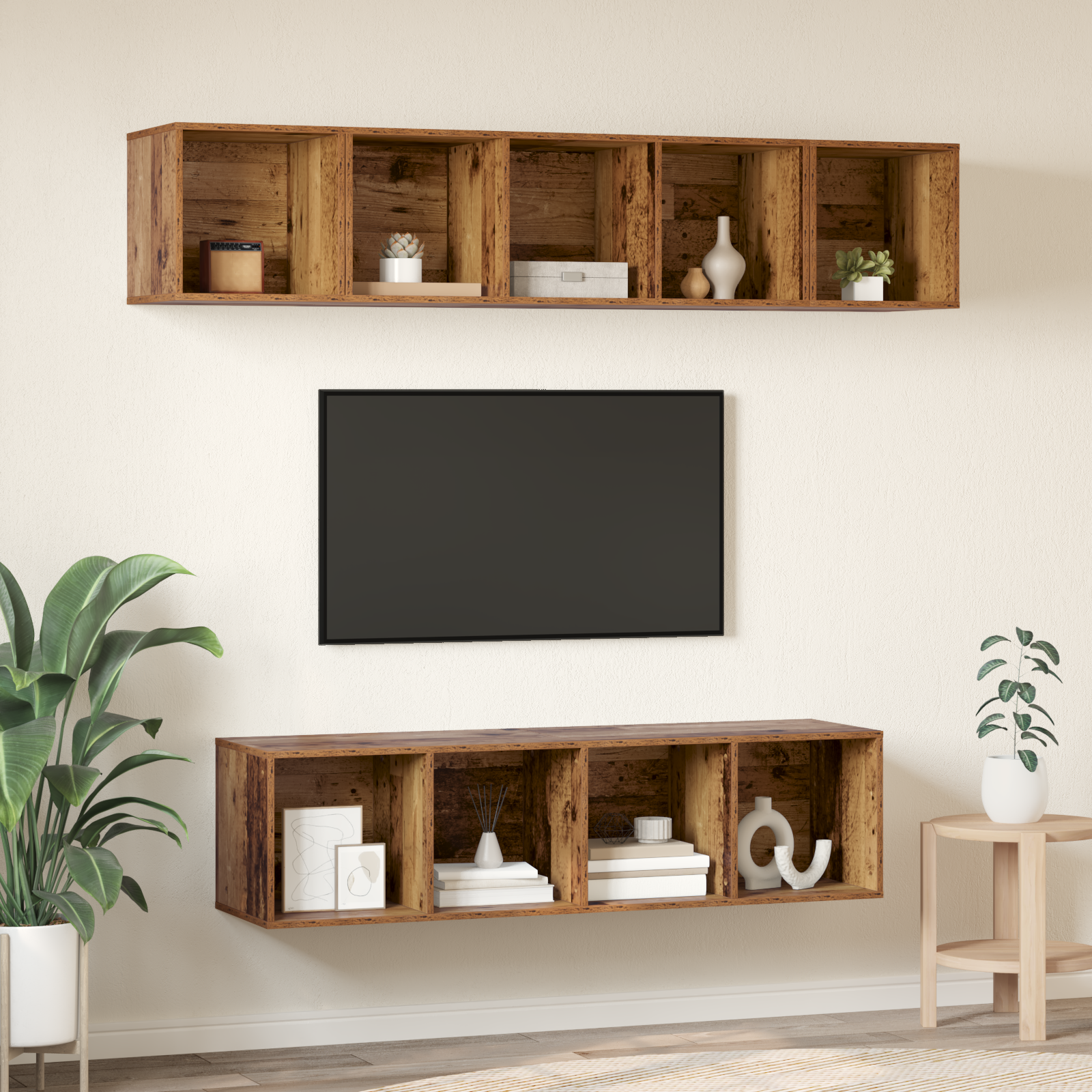 vidaXL Set comodă TV 4 pcs Lemn vechi 37 x 37 x 142.5 cm Lemn compozit vidaXL Set comodă TV 4 pcs Lemn vechi 37 x 37 x 142.5 cm Lemn compozit