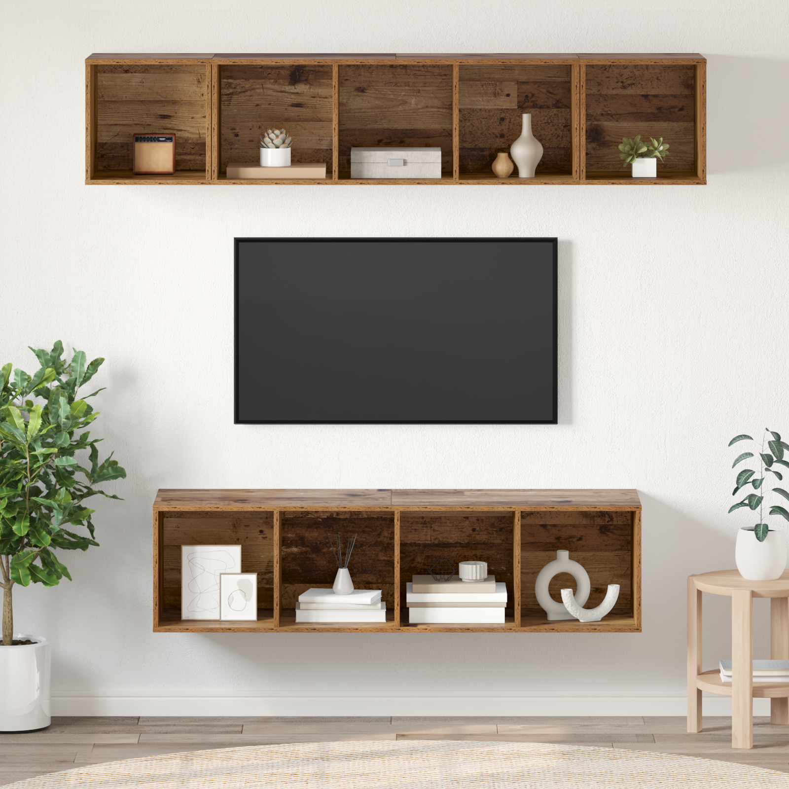 vidaXL Set comodă TV 4 pcs Lemn vechi 37 x 37 x 142.5 cm Lemn compozit vidaXL Set comodă TV 4 pcs Lemn vechi 37 x 37 x 142.5 cm Lemn compozit