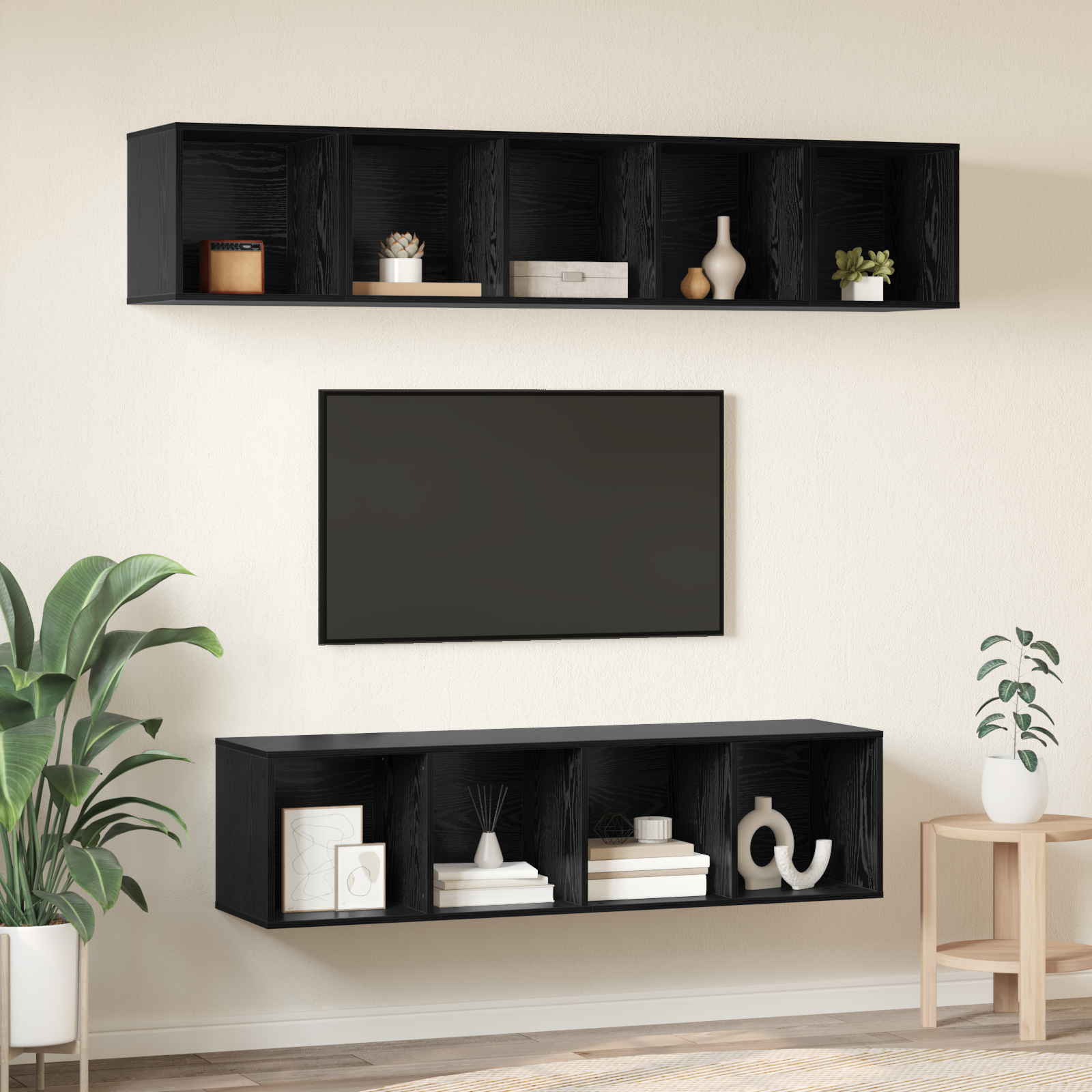 vidaXL Set comodă TV Pe perete 4 pcs Stejar negru 37 x 37 x 142.5 cm vidaXL Set comodă TV Pe perete 4 pcs Stejar negru 37 x 37 x 142.5 cm