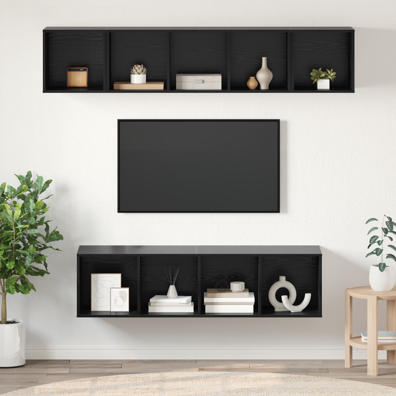 vidaXL Set comodă TV Pe perete 4 pcs Stejar negru 37 x 37 x 142.5 cm vidaXL Set comodă TV Pe perete 4 pcs Stejar negru 37 x 37 x 142.5 cm