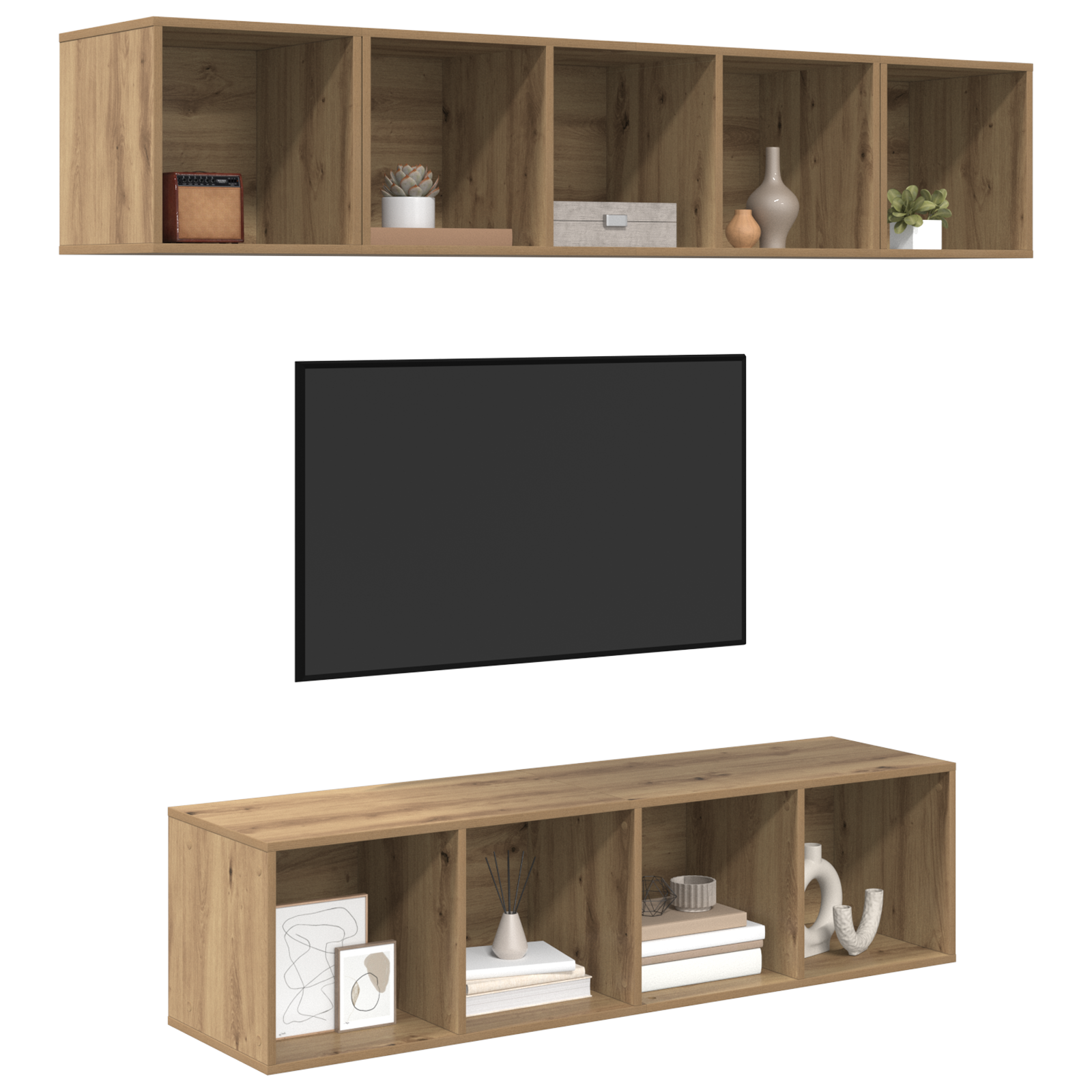 vidaXL Set comodă TV 4 pcs stejar artizanal 37 x 37 x 142.5 cm vidaXL Set comodă TV 4 pcs stejar artizanal 37 x 37 x 142.5 cm