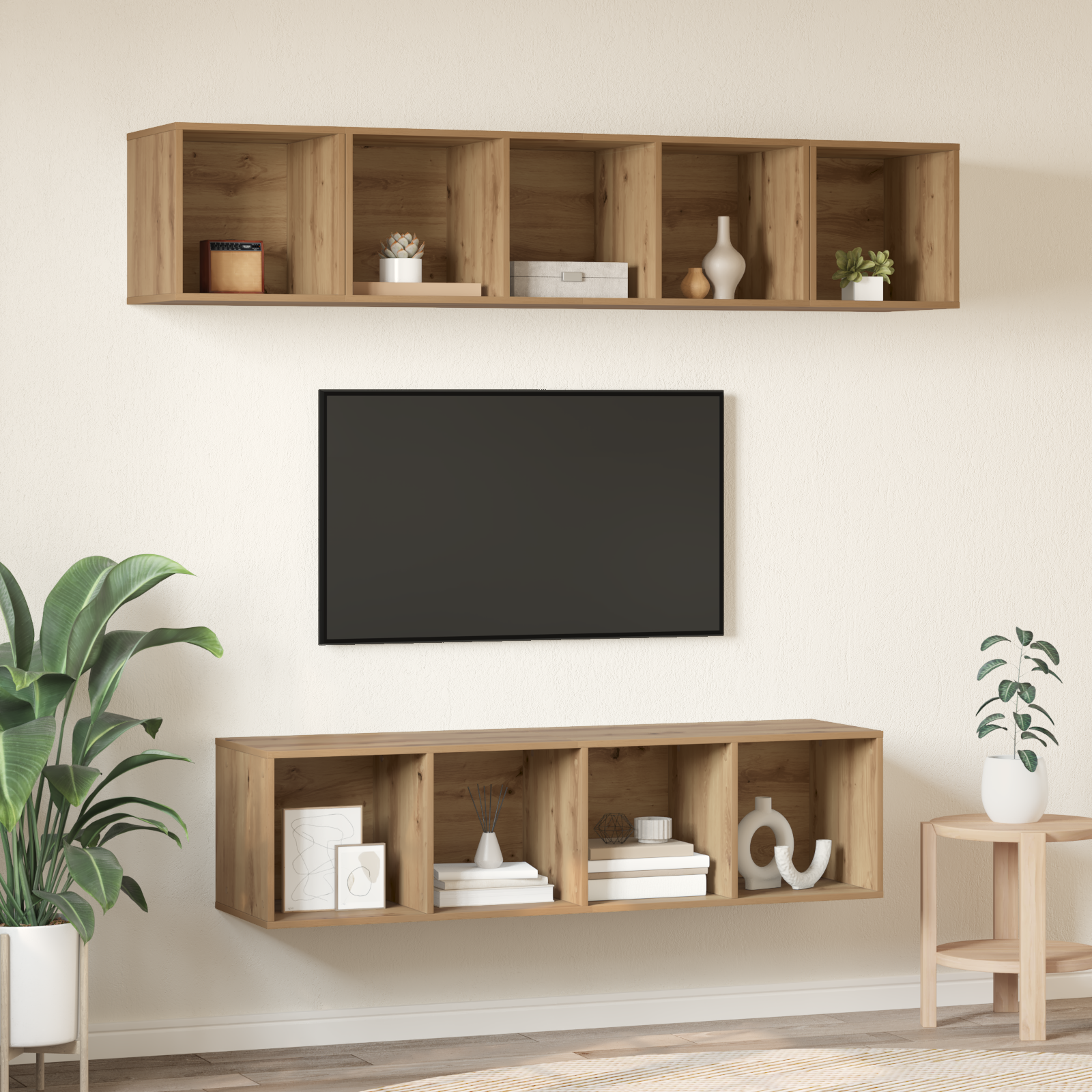 vidaXL Set comodă TV 4 pcs stejar artizanal 37 x 37 x 142.5 cm vidaXL Set comodă TV 4 pcs stejar artizanal 37 x 37 x 142.5 cm