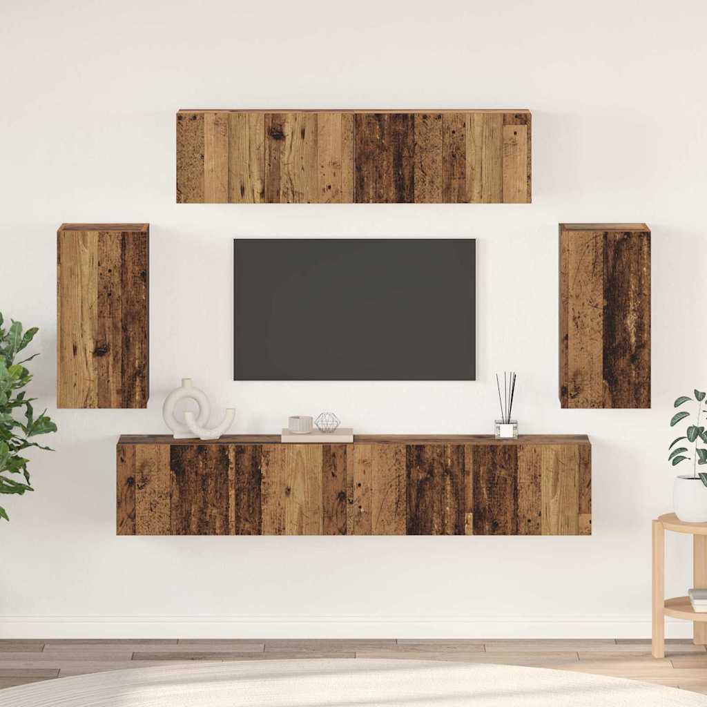 vidaXL Set comodă TV 6 pcs Lemn vechi 80 x 30 x 30 cm Lemn compozit vidaXL Set comodă TV 6 pcs Lemn vechi 80 x 30 x 30 cm Lemn compozit
