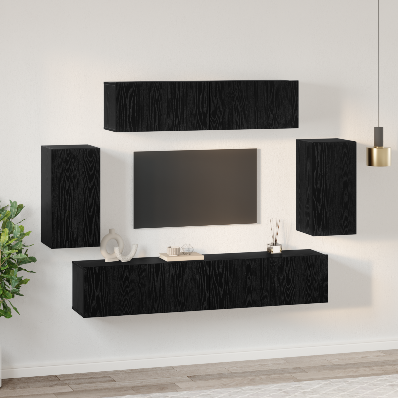 vidaXL Set comodă TV 6 pcs Stejar negru 80 x 30 x 30 cm Lemn compozit vidaXL Set comodă TV 6 pcs Stejar negru 80 x 30 x 30 cm Lemn compozit