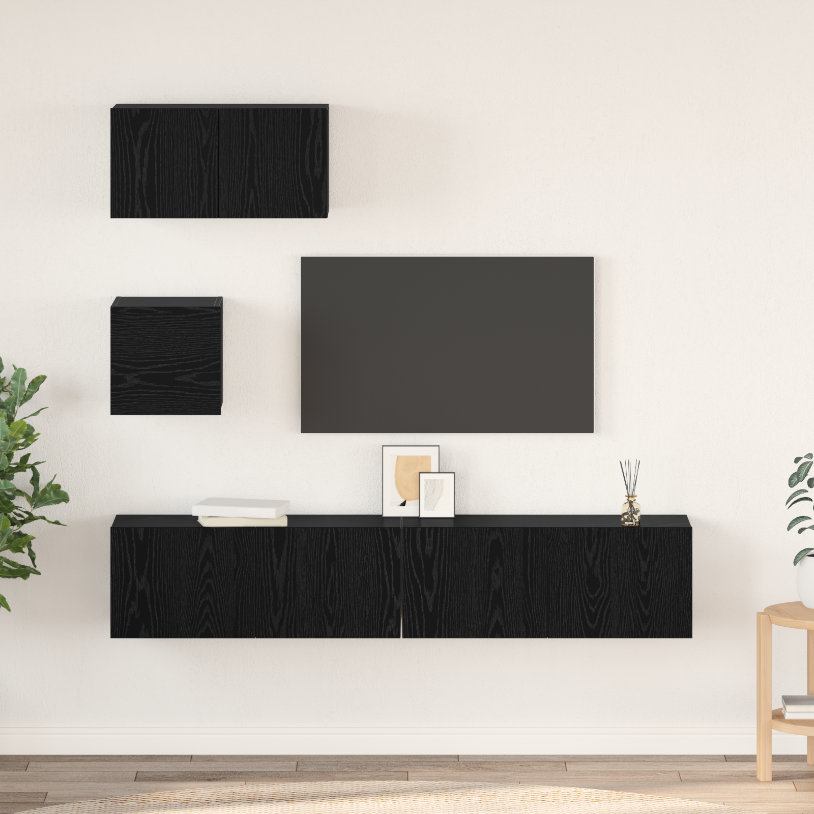 vidaXL Set comodă TV 4 pcs Stejar negru 80 x 30 x 30 cm Lemn compozit vidaXL Set comodă TV 4 pcs Stejar negru 80 x 30 x 30 cm Lemn compozit