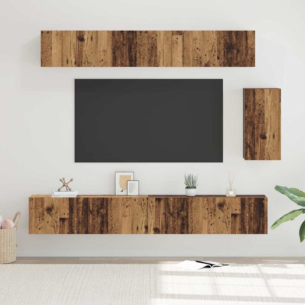 vidaXL Set comodă TV 6 pcs Lemn vechi 100 x 30 x 30 cm Lemn compozit vidaXL Set comodă TV 6 pcs Lemn vechi 100 x 30 x 30 cm Lemn compozit