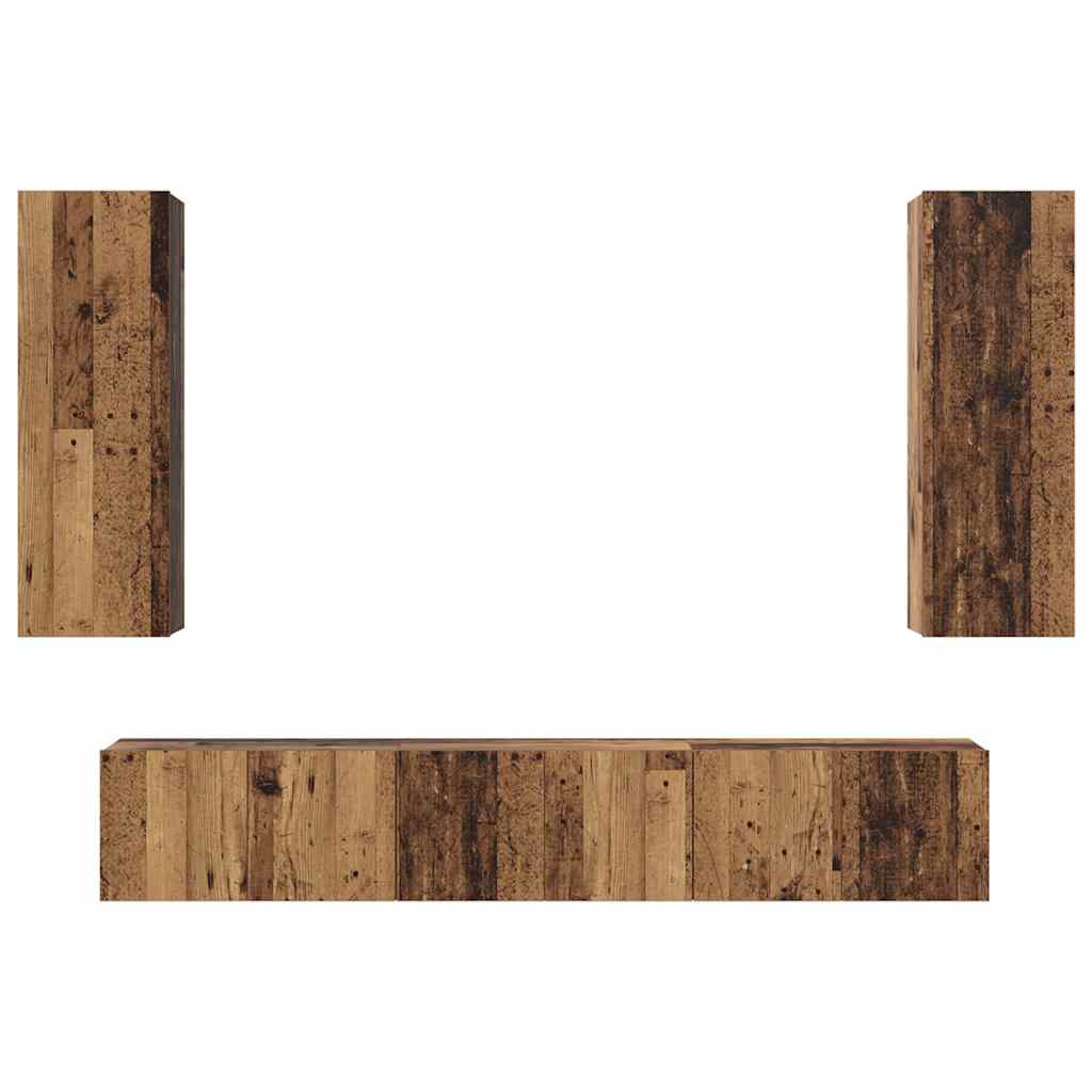 vidaXL Set comodă TV 4 pcs Lemn vechi 30.5 x 30 x 90 cm Lemn compozit vidaXL Set comodă TV 4 pcs Lemn vechi 30.5 x 30 x 90 cm Lemn compozit