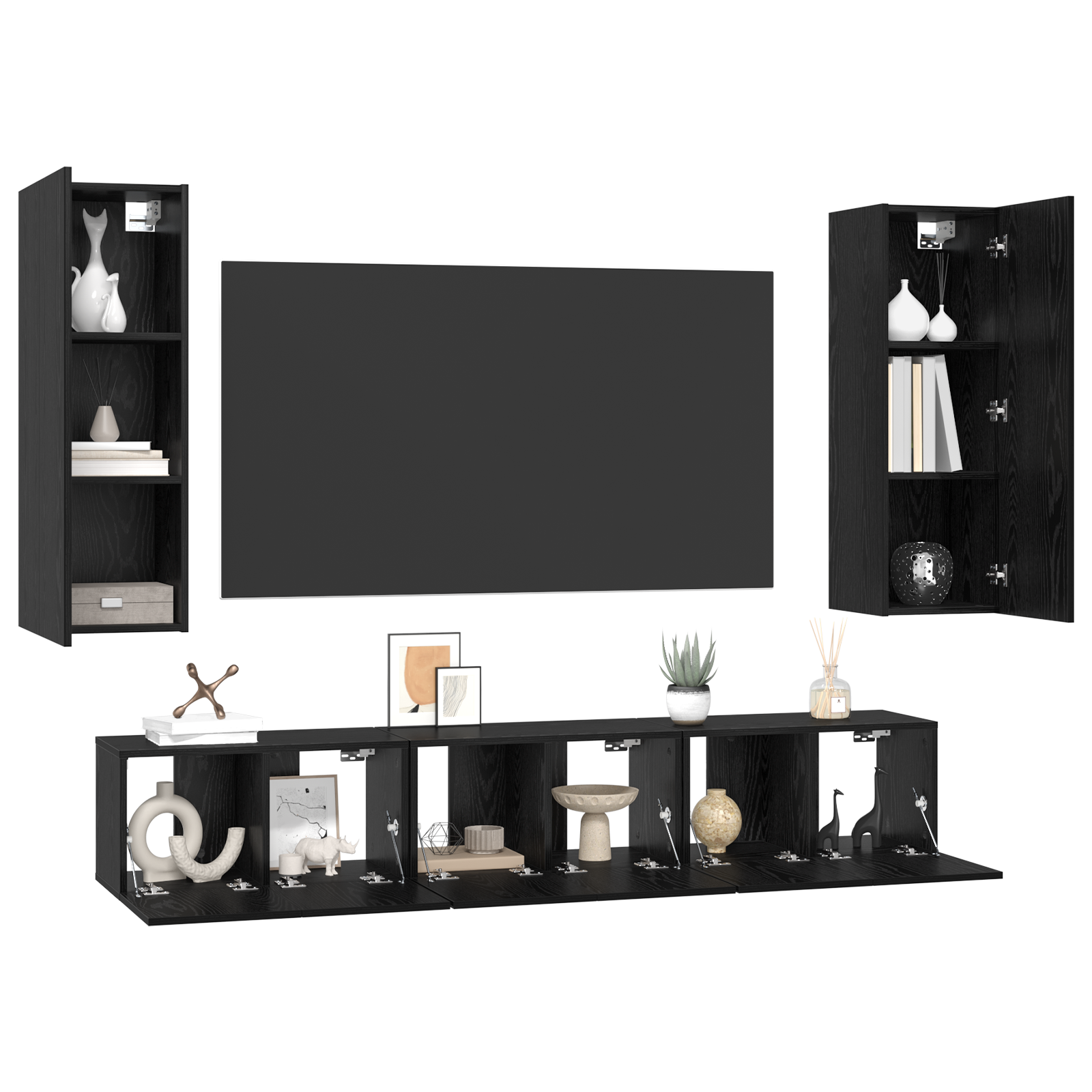 vidaXL Set comodă TV 5 pcs Stejar negru Mediu 30.5 x 30 x 90 cm vidaXL Set comodă TV 5 pcs Stejar negru Mediu 30.5 x 30 x 90 cm