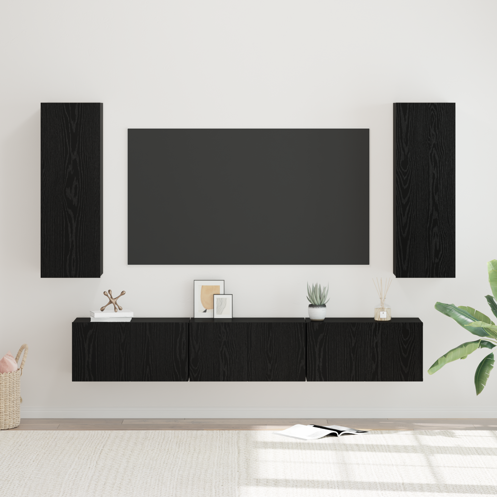 vidaXL Set comodă TV 5 pcs Stejar negru Mediu 30.5 x 30 x 90 cm vidaXL Set comodă TV 5 pcs Stejar negru Mediu 30.5 x 30 x 90 cm