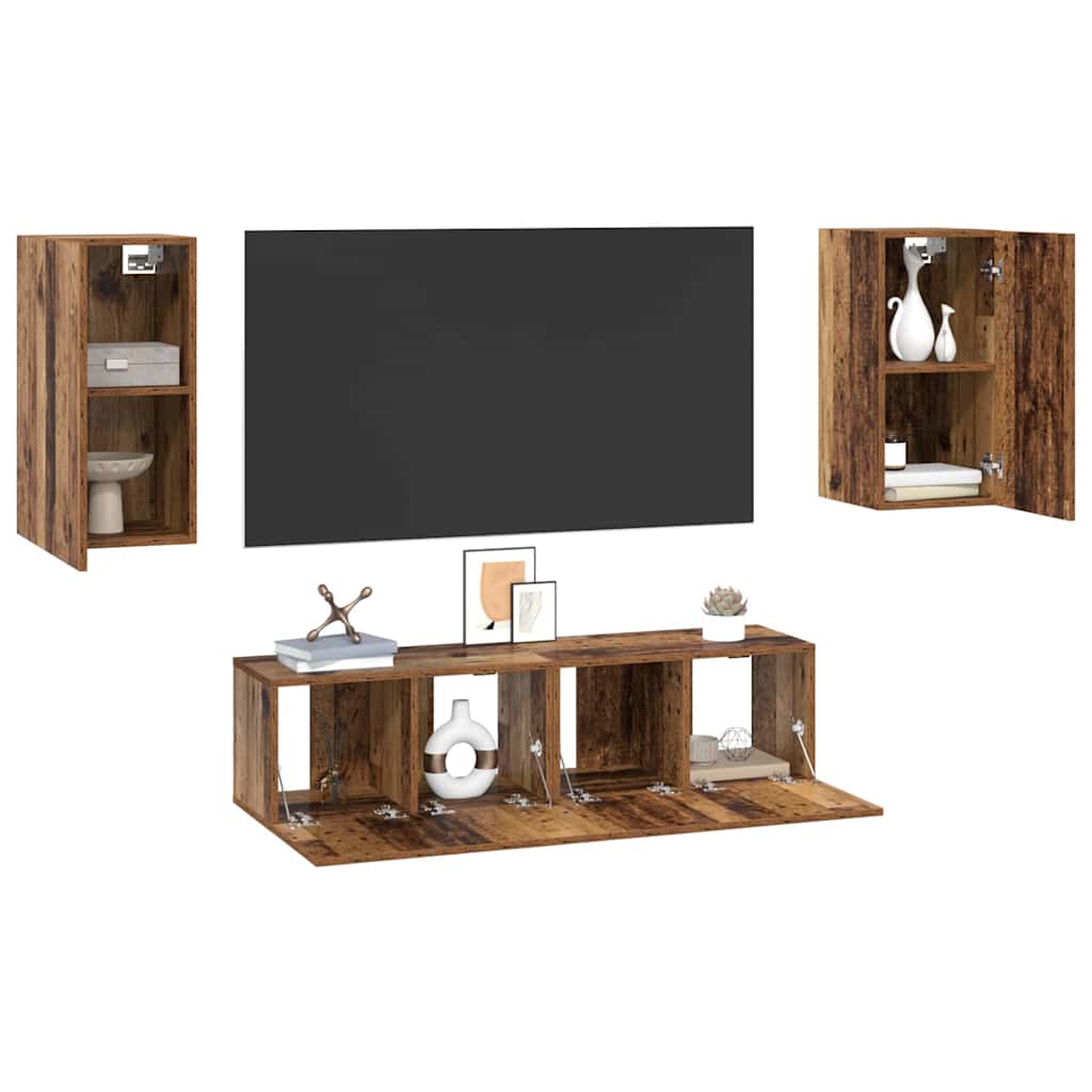 vidaXL Set comodă TV 4 pcs Lemn vechi 30.5 x 30 x 60 cm Lemn compozit vidaXL Set comodă TV 4 pcs Lemn vechi 30.5 x 30 x 60 cm Lemn compozit