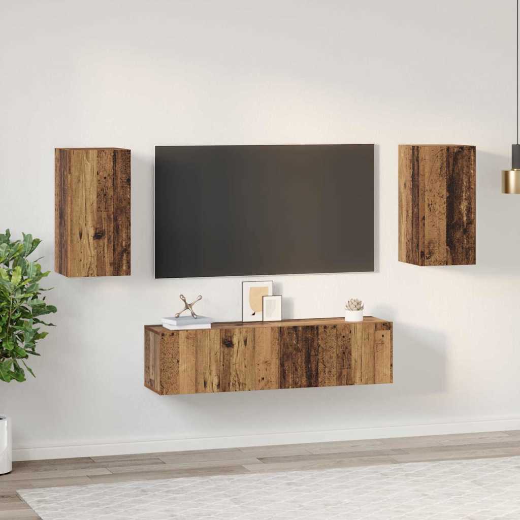 vidaXL Set comodă TV 4 pcs Lemn vechi 30.5 x 30 x 60 cm Lemn compozit vidaXL Set comodă TV 4 pcs Lemn vechi 30.5 x 30 x 60 cm Lemn compozit