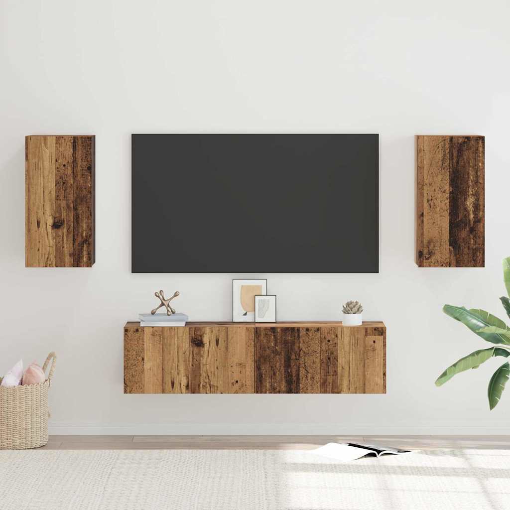 vidaXL Set comodă TV 4 pcs Lemn vechi 30.5 x 30 x 60 cm Lemn compozit vidaXL Set comodă TV 4 pcs Lemn vechi 30.5 x 30 x 60 cm Lemn compozit