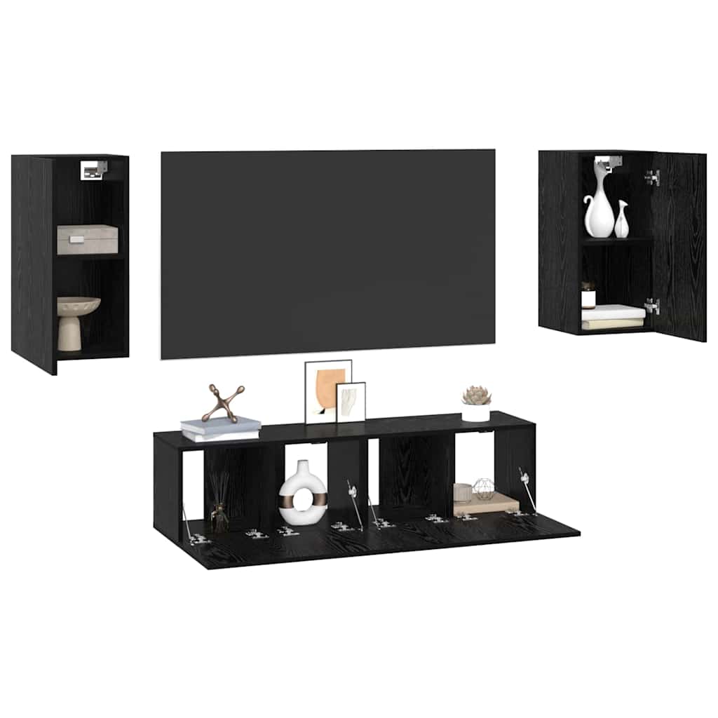 vidaXL Set comodă TV 4 pcs Stejar negru Mediu 30.5 x 30 x 60 cm vidaXL Set comodă TV 4 pcs Stejar negru Mediu 30.5 x 30 x 60 cm