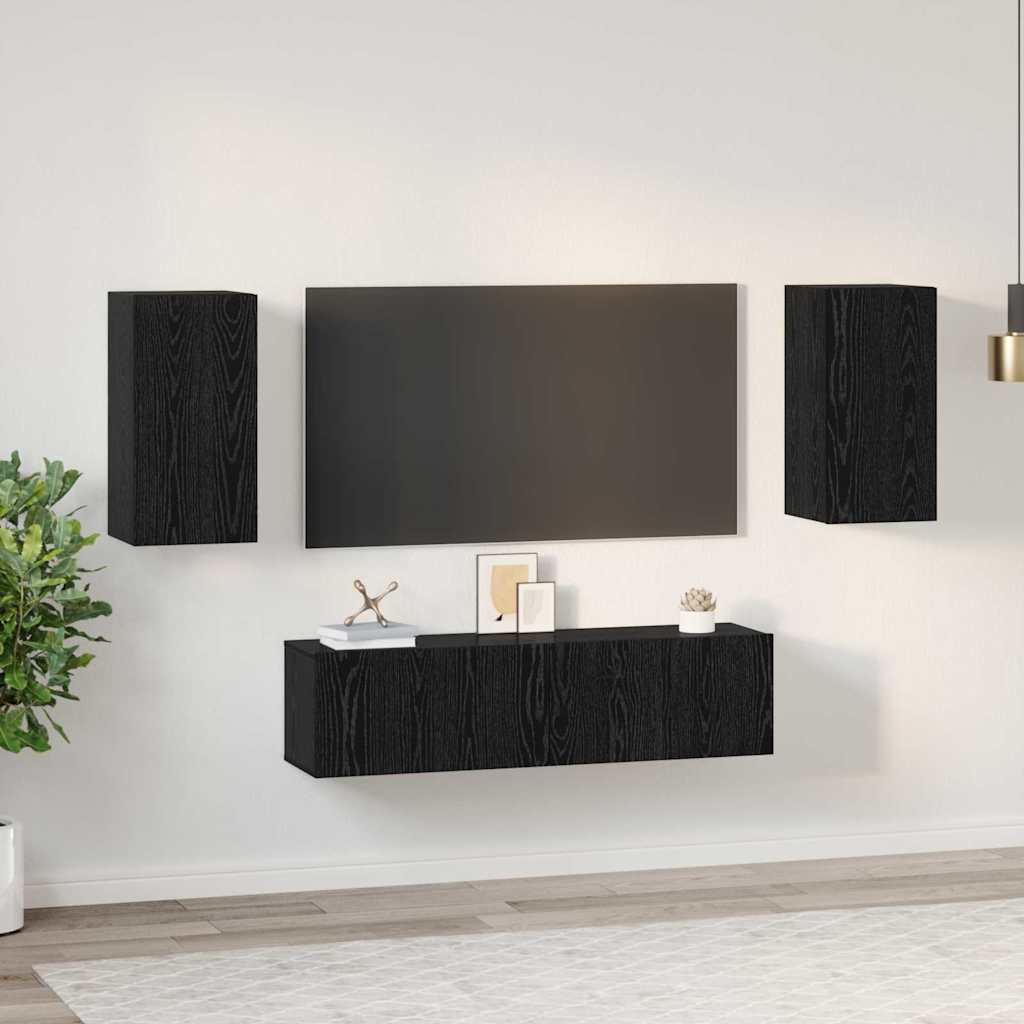 vidaXL Set comodă TV 4 pcs Stejar negru Mediu 30.5 x 30 x 60 cm vidaXL Set comodă TV 4 pcs Stejar negru Mediu 30.5 x 30 x 60 cm