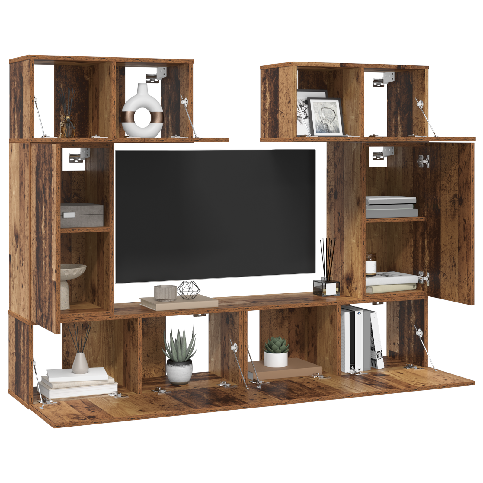 vidaXL Set comodă TV 6 pcs Lemn vechi 80 x 30 x 30 cm Lemn compozit vidaXL Set comodă TV 6 pcs Lemn vechi 80 x 30 x 30 cm Lemn compozit