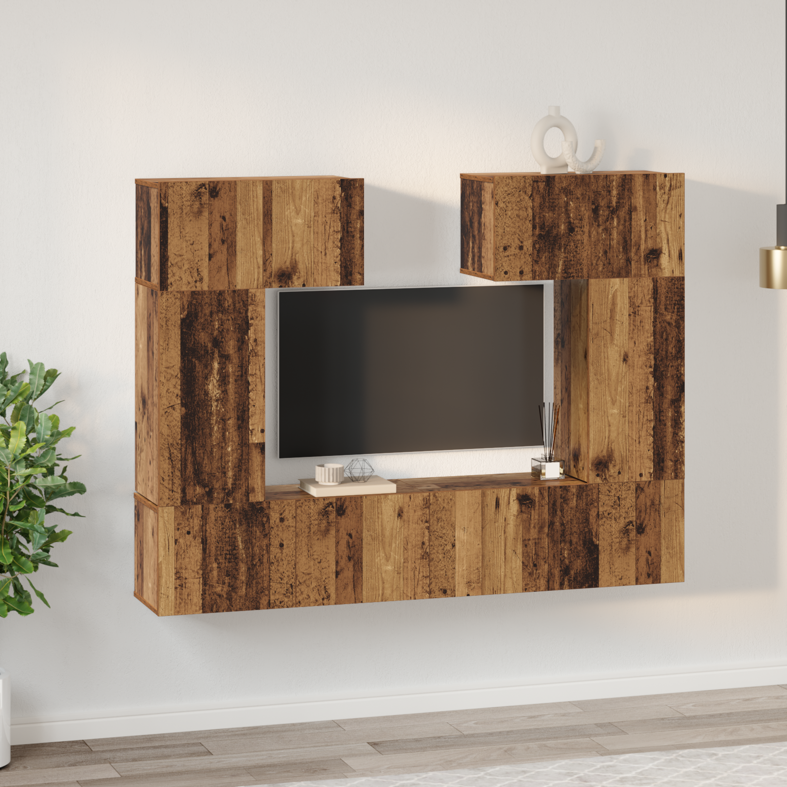 vidaXL Set comodă TV 6 pcs Lemn vechi 80 x 30 x 30 cm Lemn compozit vidaXL Set comodă TV 6 pcs Lemn vechi 80 x 30 x 30 cm Lemn compozit