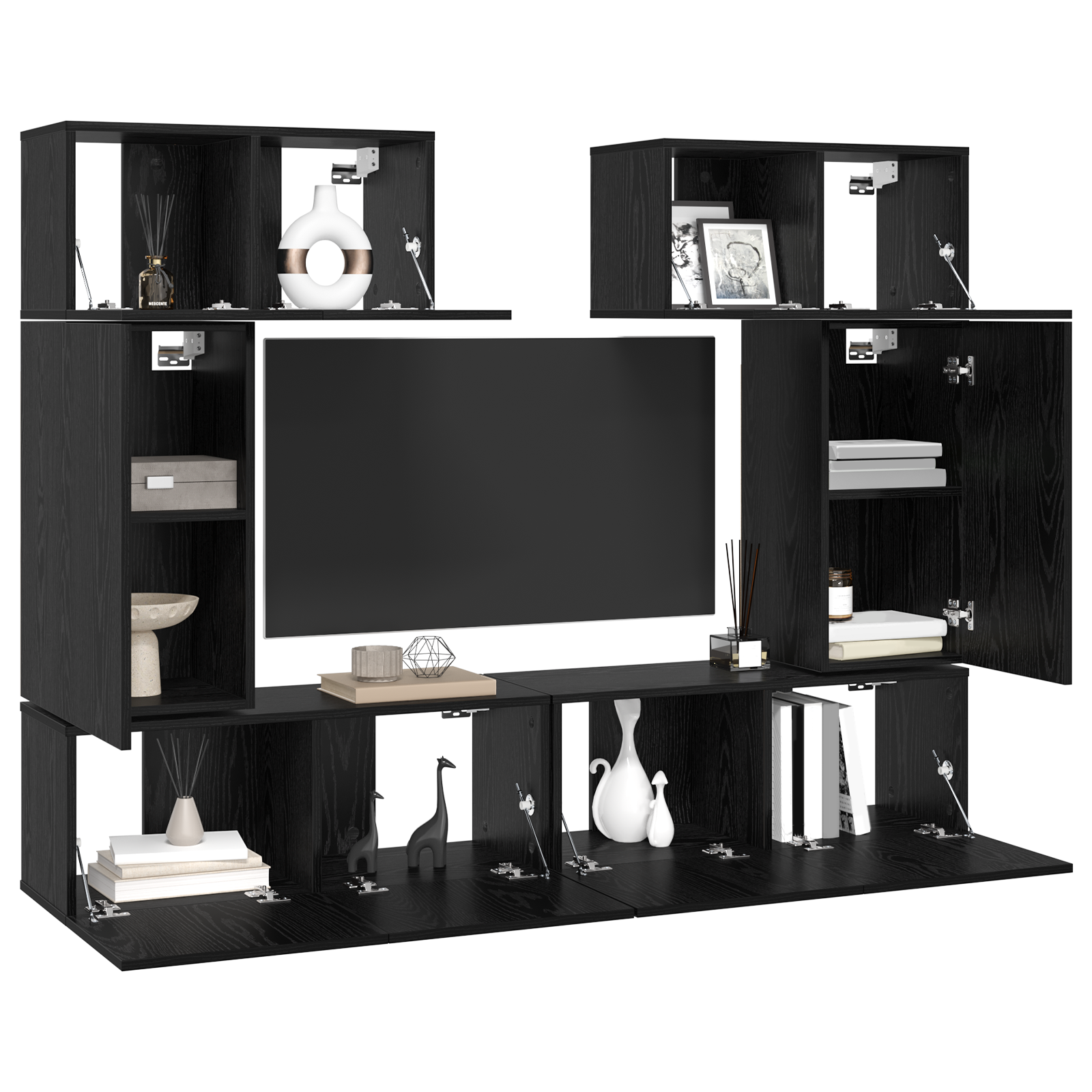 vidaXL Set comodă TV 6 pcs Stejar negru 80 x 30 x 30 cm Lemn compozit vidaXL Set comodă TV 6 pcs Stejar negru 80 x 30 x 30 cm Lemn compozit