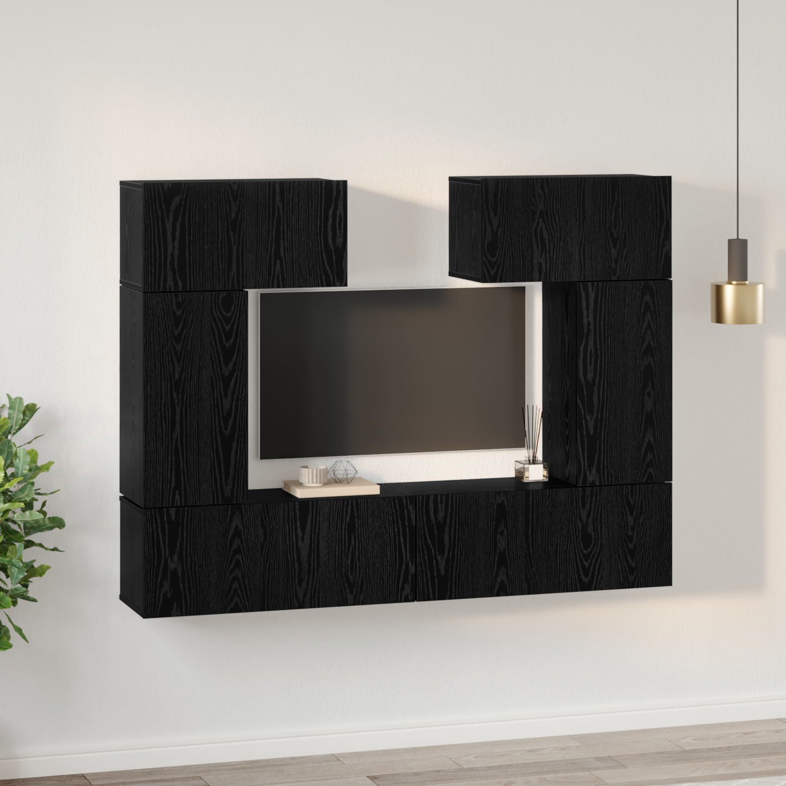 vidaXL Set comodă TV 6 pcs Stejar negru 80 x 30 x 30 cm Lemn compozit vidaXL Set comodă TV 6 pcs Stejar negru 80 x 30 x 30 cm Lemn compozit