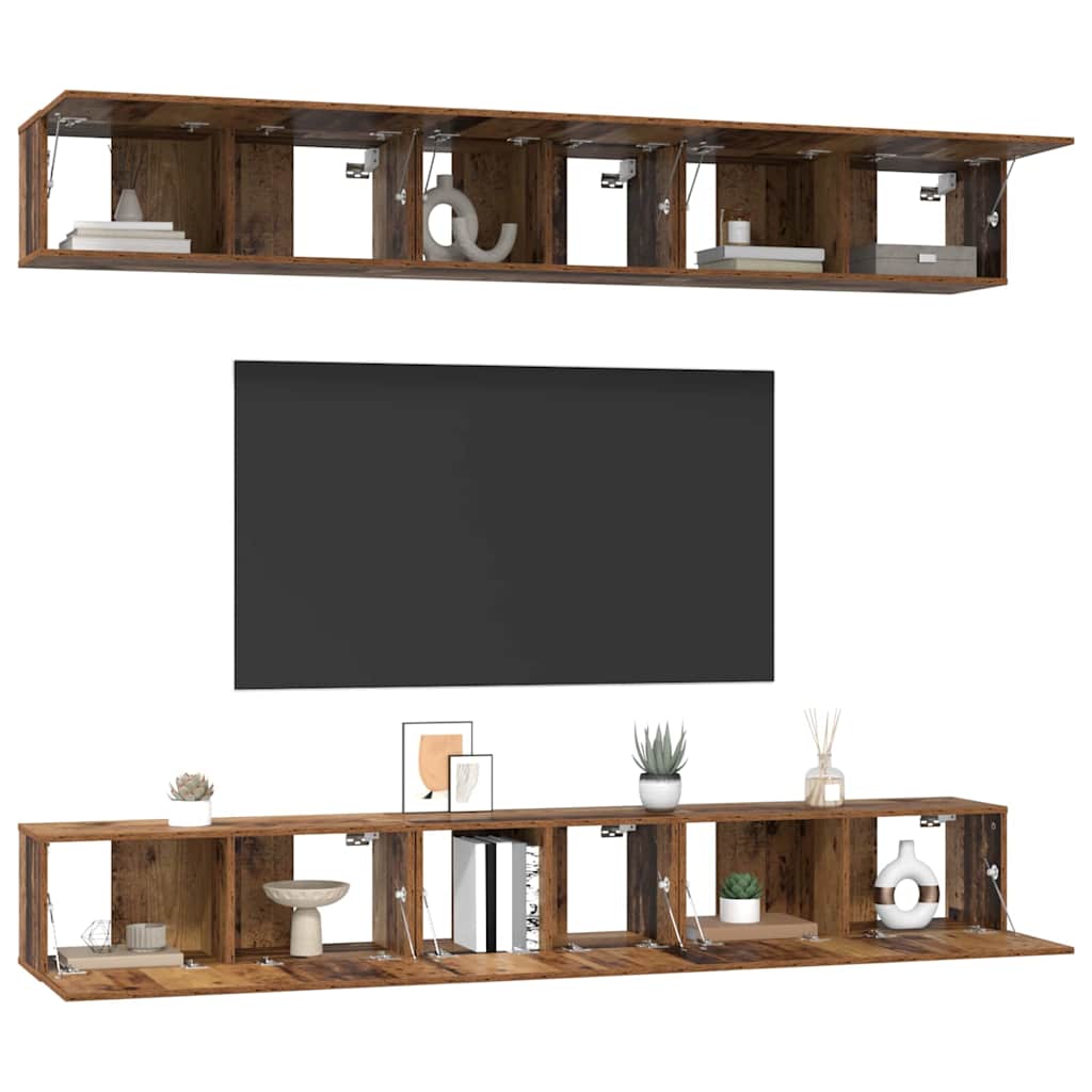 vidaXL Set comodă TV 6 pcs Lemn vechi 80 x 30 x 30 cm Lemn compozit vidaXL Set comodă TV 6 pcs Lemn vechi 80 x 30 x 30 cm Lemn compozit