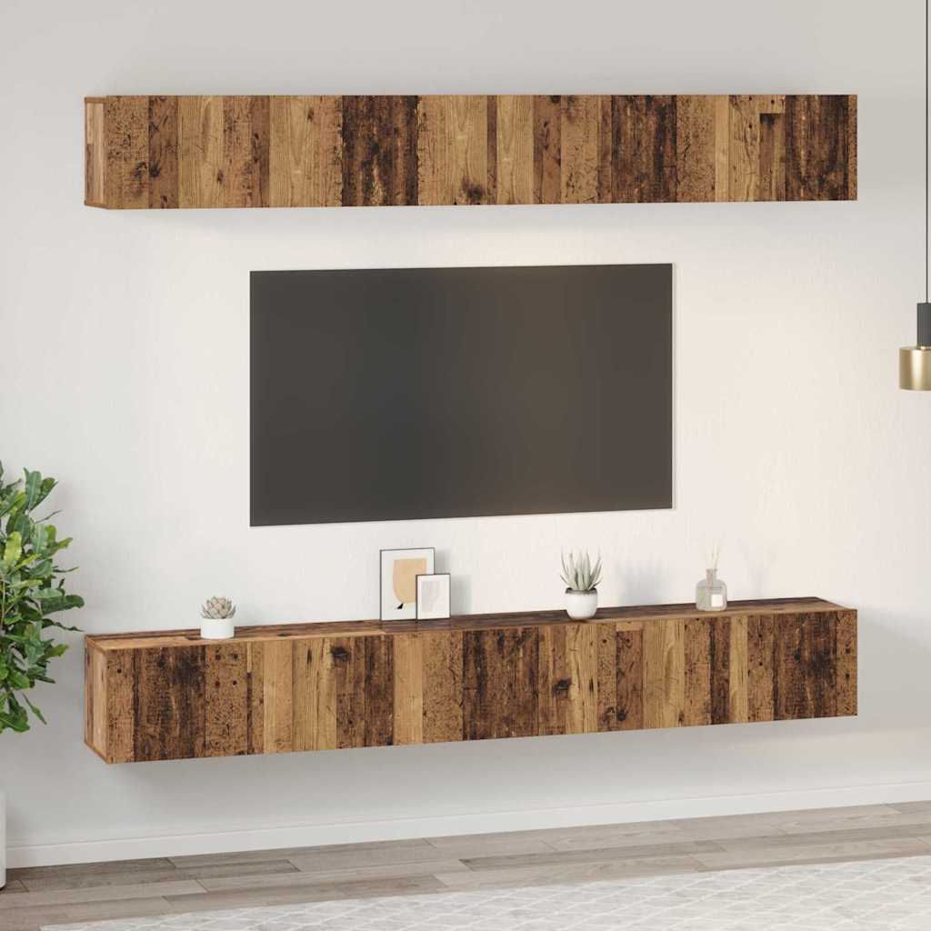 vidaXL Set comodă TV 6 pcs Lemn vechi 80 x 30 x 30 cm Lemn compozit vidaXL Set comodă TV 6 pcs Lemn vechi 80 x 30 x 30 cm Lemn compozit