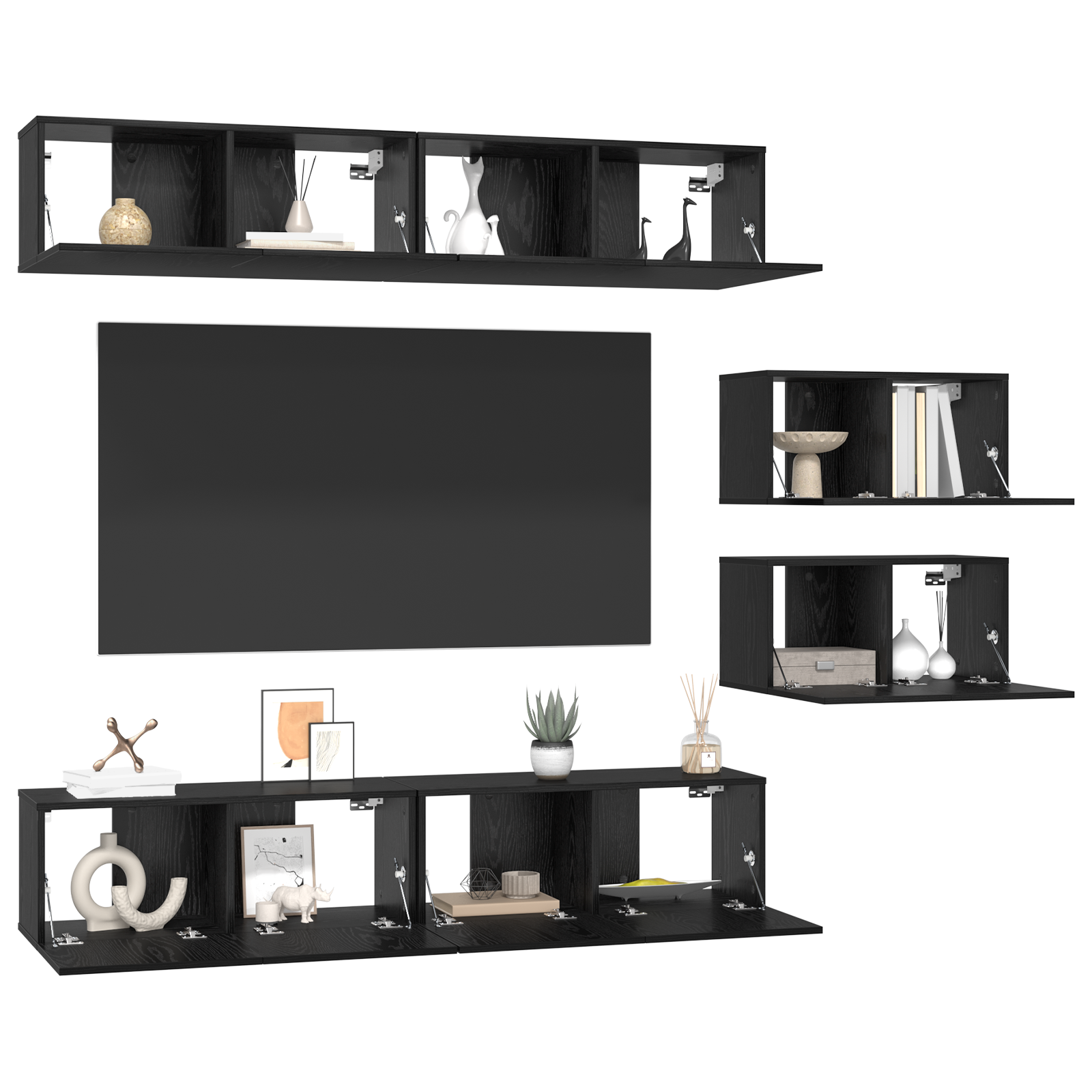 vidaXL Set comodă TV 6 pcs Stejar negru 80 x 30 x 30 cm Lemn compozit vidaXL Set comodă TV 6 pcs Stejar negru 80 x 30 x 30 cm Lemn compozit
