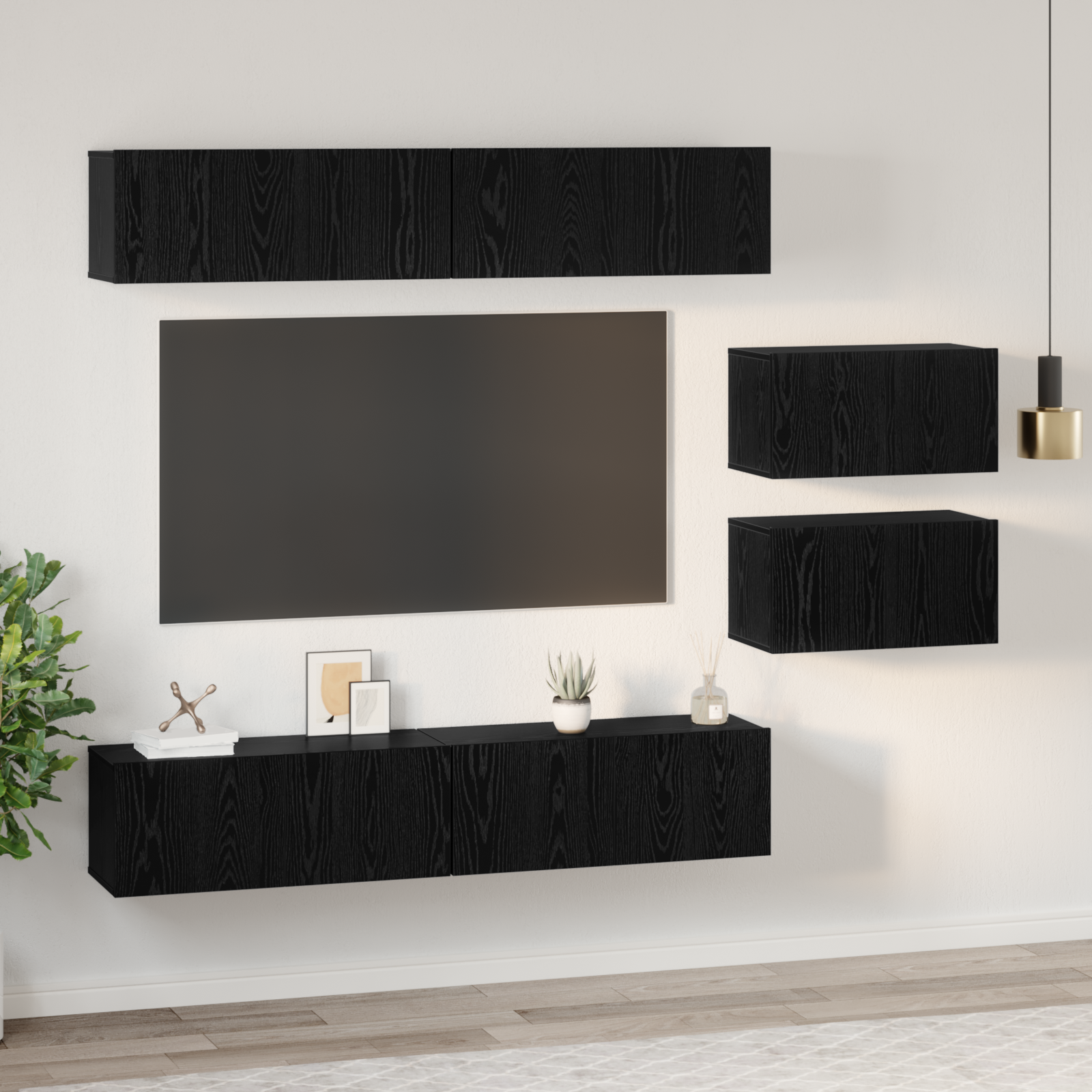 vidaXL Set comodă TV 6 pcs Stejar negru 80 x 30 x 30 cm Lemn compozit vidaXL Set comodă TV 6 pcs Stejar negru 80 x 30 x 30 cm Lemn compozit