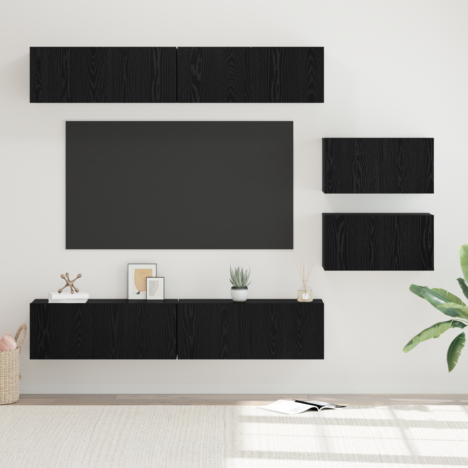 vidaXL Set comodă TV 6 pcs Stejar negru 80 x 30 x 30 cm Lemn compozit vidaXL Set comodă TV 6 pcs Stejar negru 80 x 30 x 30 cm Lemn compozit