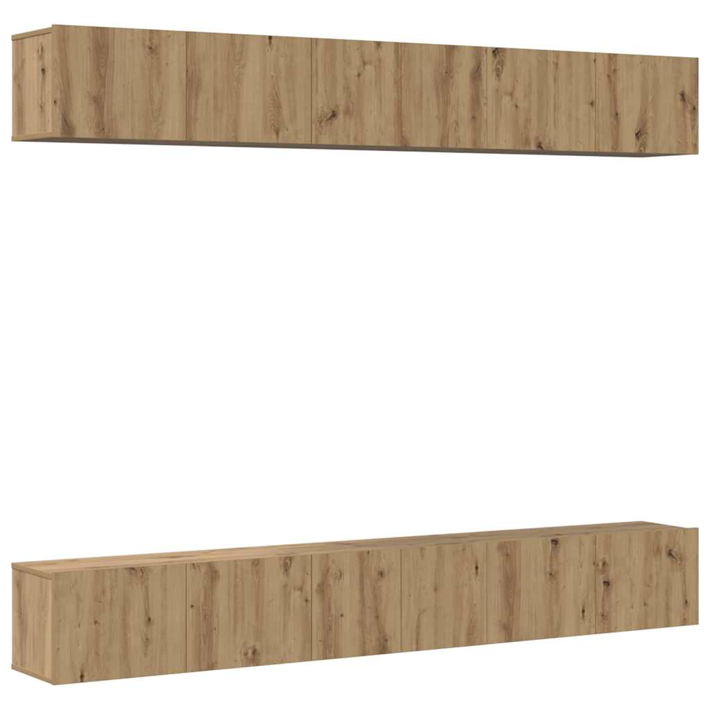 vidaXL Set comodă TV Pe perete 6 pcs stejar artizanal 80 x 30 x 30 cm vidaXL Set comodă TV Pe perete 6 pcs stejar artizanal 80 x 30 x 30 cm