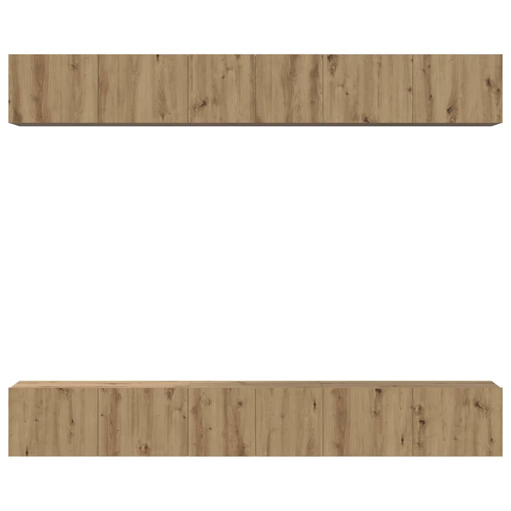 vidaXL Set comodă TV Pe perete 6 pcs stejar artizanal 80 x 30 x 30 cm vidaXL Set comodă TV Pe perete 6 pcs stejar artizanal 80 x 30 x 30 cm
