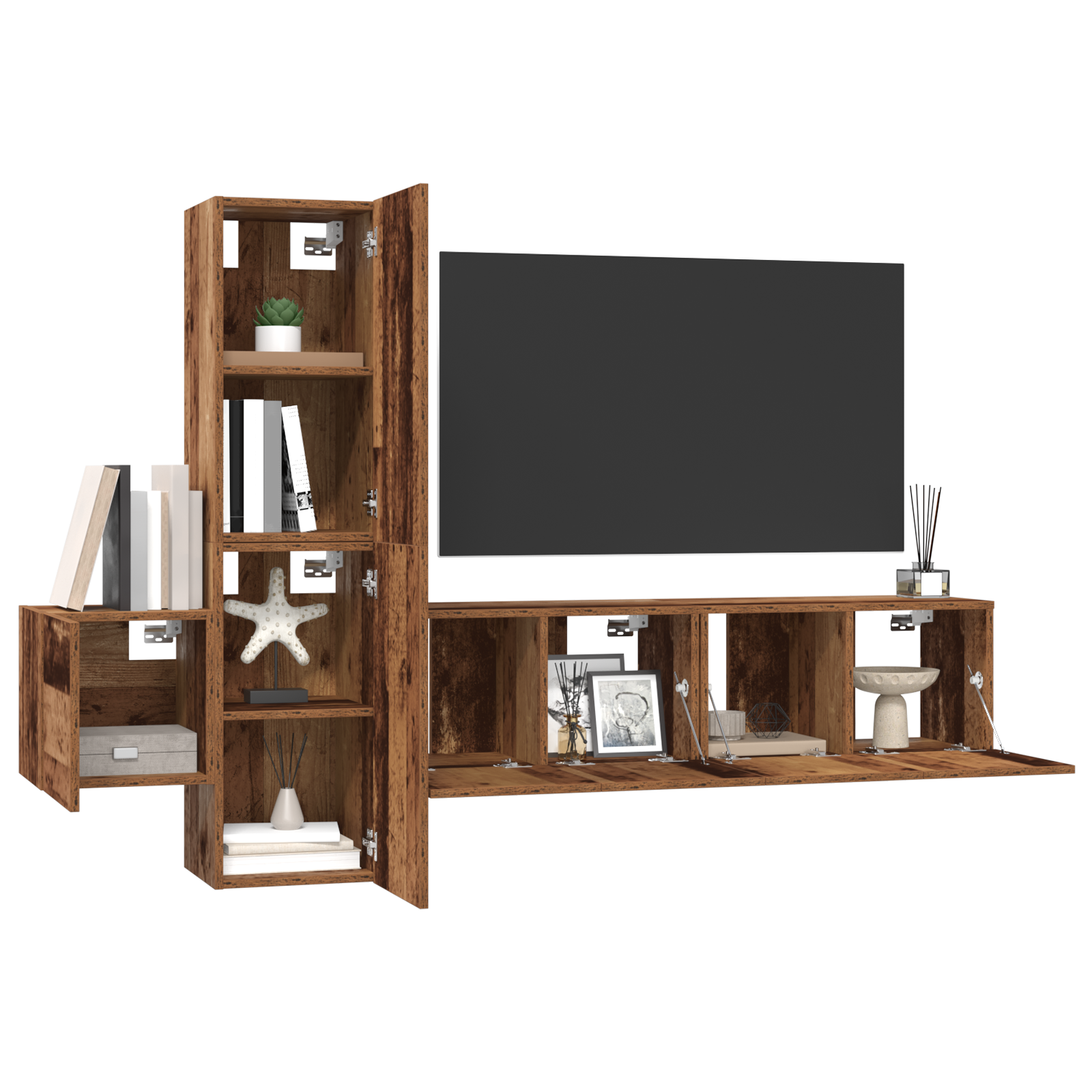 vidaXL Set comodă TV 5 pcs Lemn vechi 181 x 30 x 120 cm Lemn compozit vidaXL Set comodă TV 5 pcs Lemn vechi 181 x 30 x 120 cm Lemn compozit