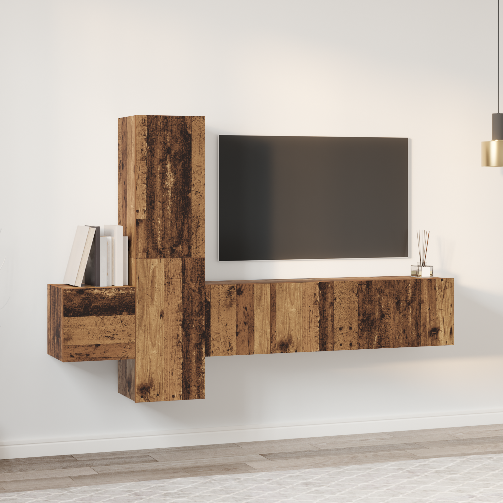 vidaXL Set comodă TV 5 pcs Lemn vechi 181 x 30 x 120 cm Lemn compozit vidaXL Set comodă TV 5 pcs Lemn vechi 181 x 30 x 120 cm Lemn compozit
