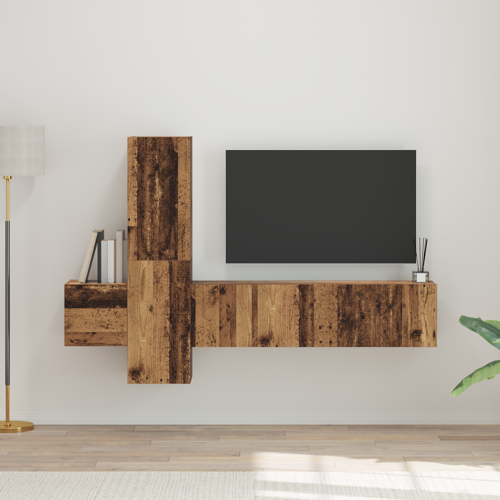 vidaXL Set comodă TV 5 pcs Lemn vechi 181 x 30 x 120 cm Lemn compozit vidaXL Set comodă TV 5 pcs Lemn vechi 181 x 30 x 120 cm Lemn compozit
