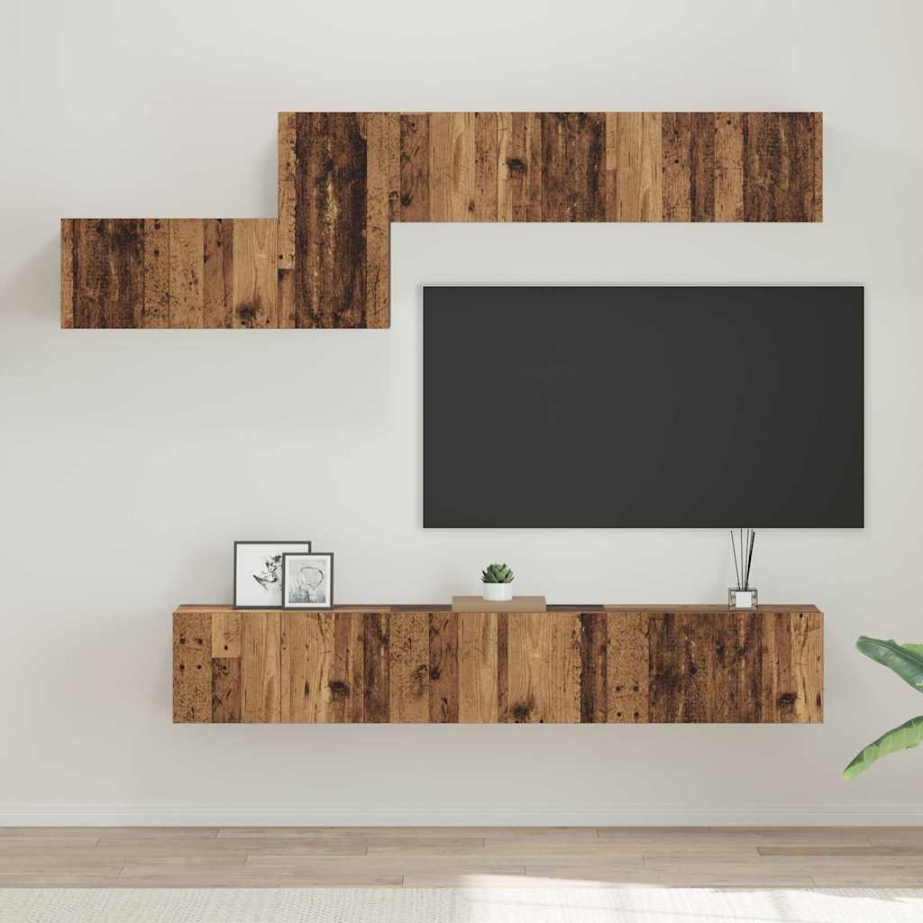 vidaXL Set comodă TV 7 pcs Lemn vechi 60 x 30 x 30 cm Lemn compozit vidaXL Set comodă TV 7 pcs Lemn vechi 60 x 30 x 30 cm Lemn compozit