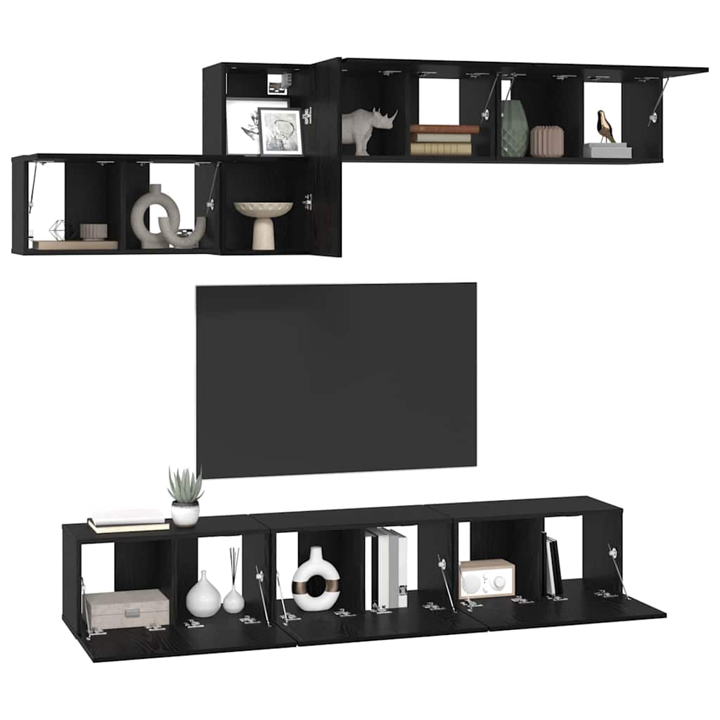 vidaXL Set comodă TV 7 pcs Stejar negru 60 x 30 x 30 cm Lemn compozit vidaXL Set comodă TV 7 pcs Stejar negru 60 x 30 x 30 cm Lemn compozit