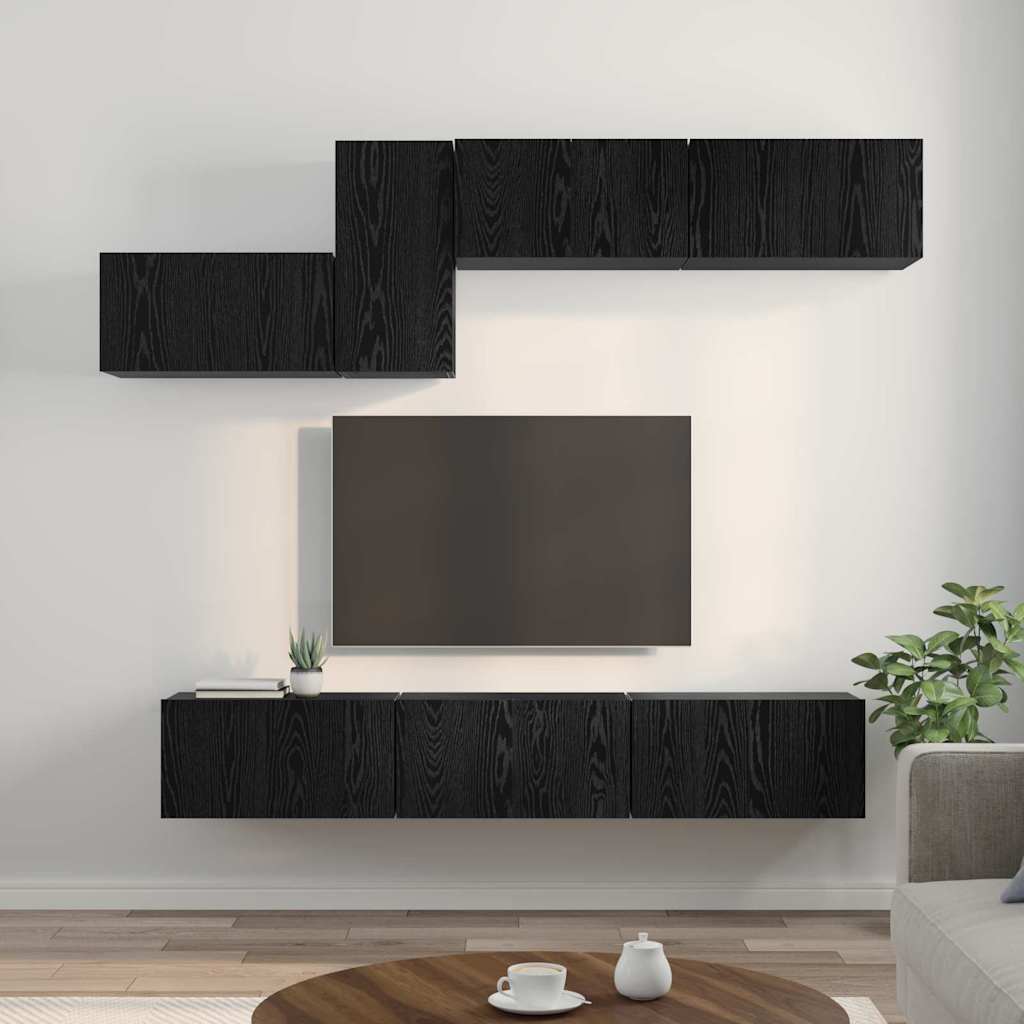vidaXL Set comodă TV 7 pcs Stejar negru 60 x 30 x 30 cm Lemn compozit vidaXL Set comodă TV 7 pcs Stejar negru 60 x 30 x 30 cm Lemn compozit