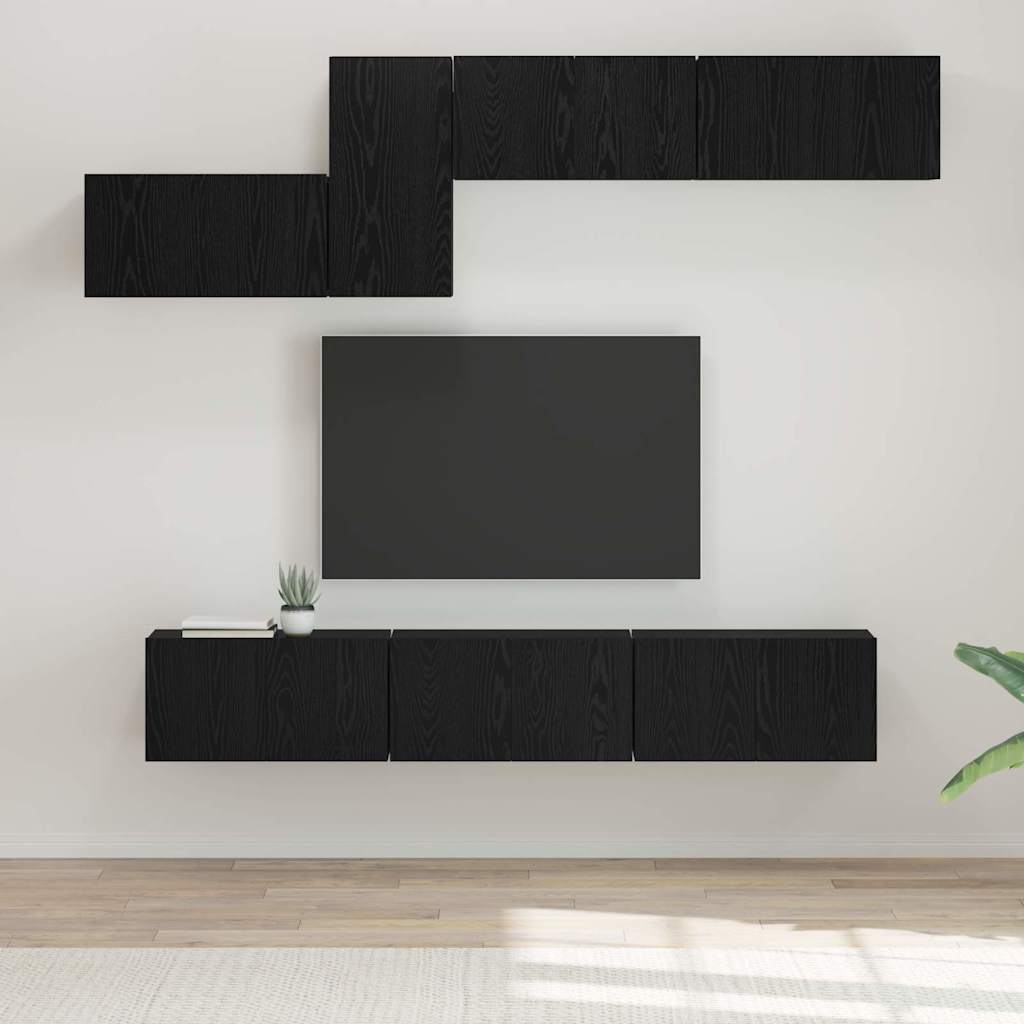vidaXL Set comodă TV 7 pcs Stejar negru 60 x 30 x 30 cm Lemn compozit vidaXL Set comodă TV 7 pcs Stejar negru 60 x 30 x 30 cm Lemn compozit