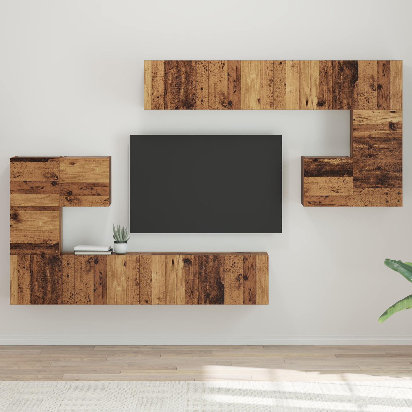 vidaXL Set comodă TV 8 pcs Lemn vechi Mediu 30.5 x 30 x 30 cm vidaXL Set comodă TV 8 pcs Lemn vechi Mediu 30.5 x 30 x 30 cm