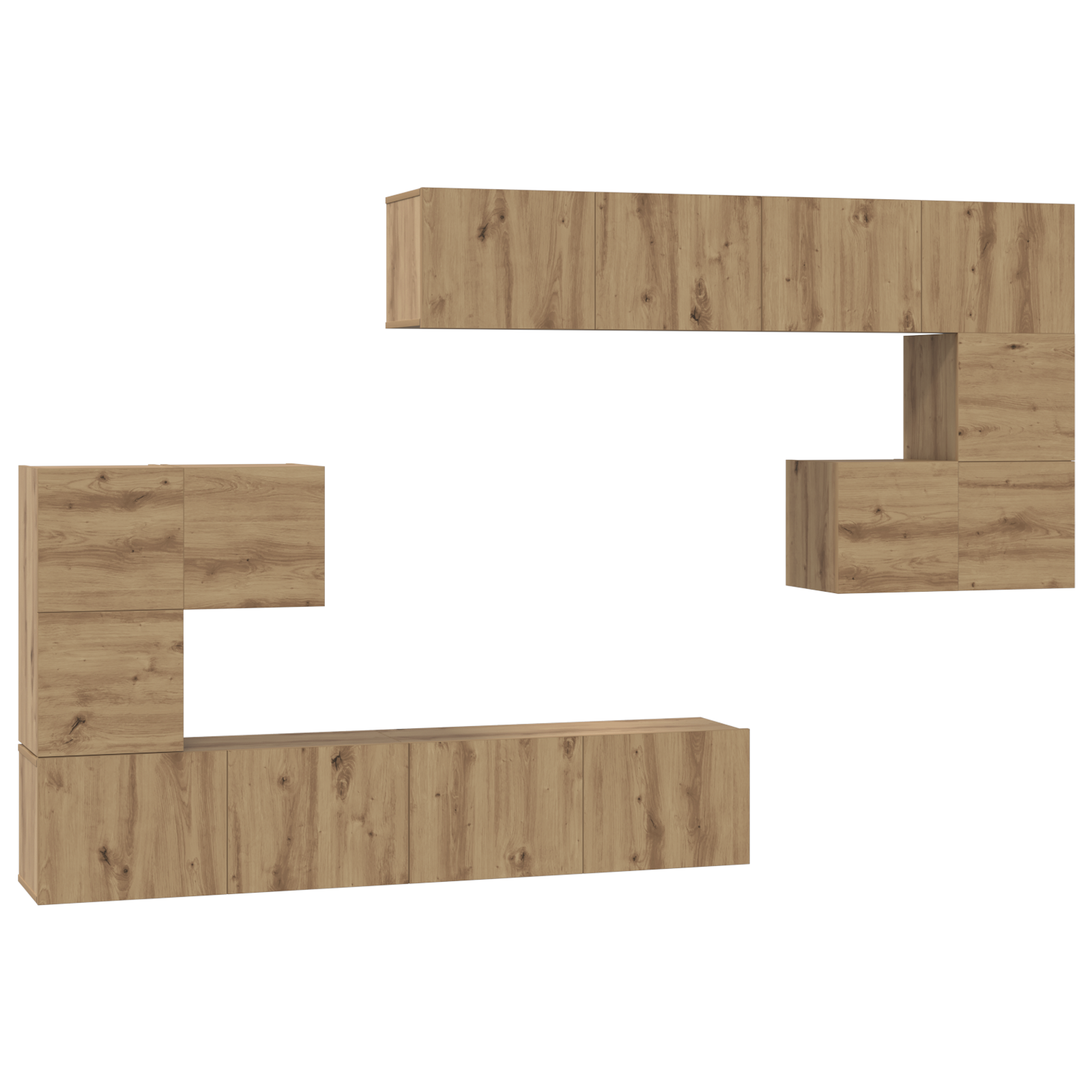 vidaXL Set comodă TV Pe perete 8 pcs stejar artizanal vidaXL Set comodă TV Pe perete 8 pcs stejar artizanal