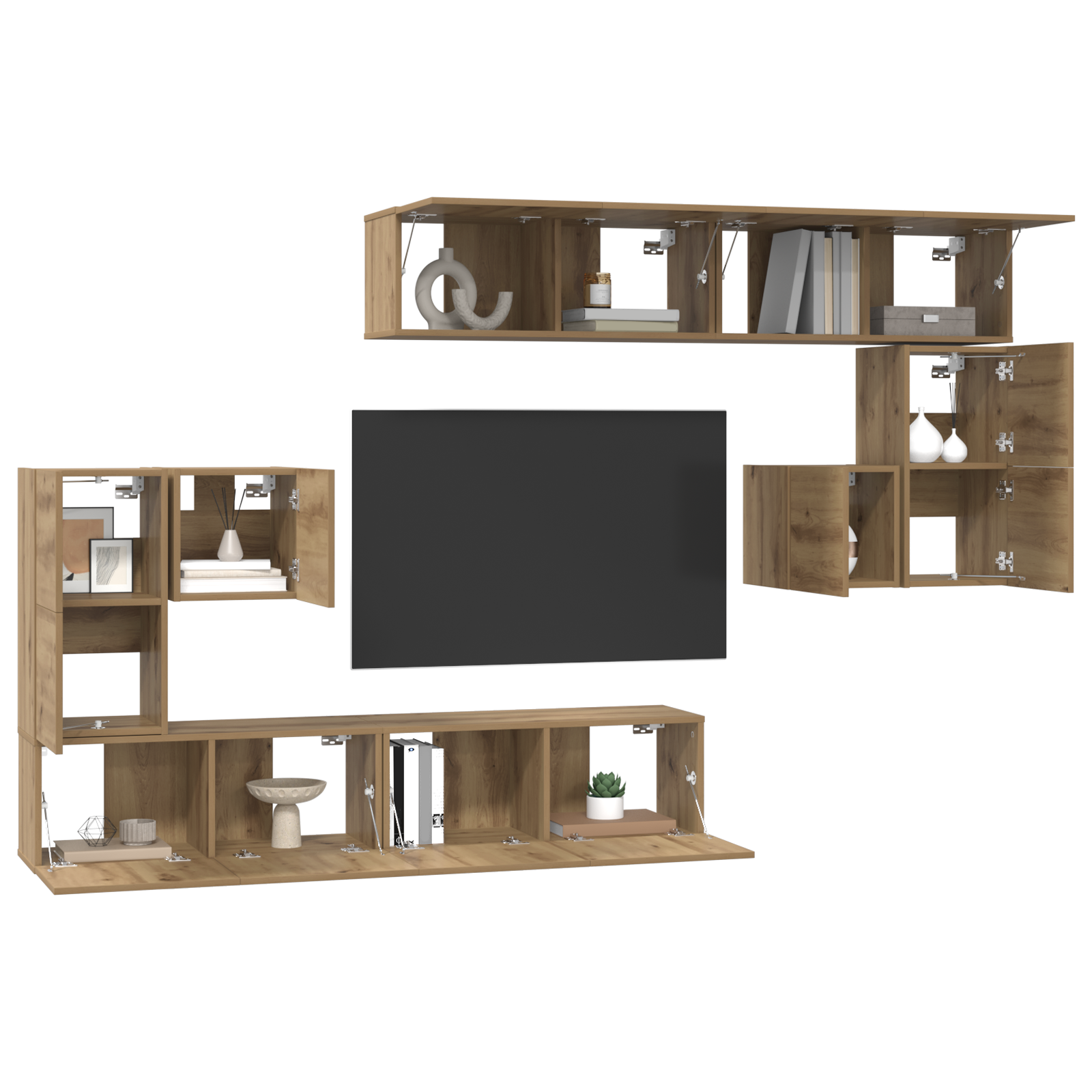 vidaXL Set comodă TV Pe perete 8 pcs stejar artizanal vidaXL Set comodă TV Pe perete 8 pcs stejar artizanal