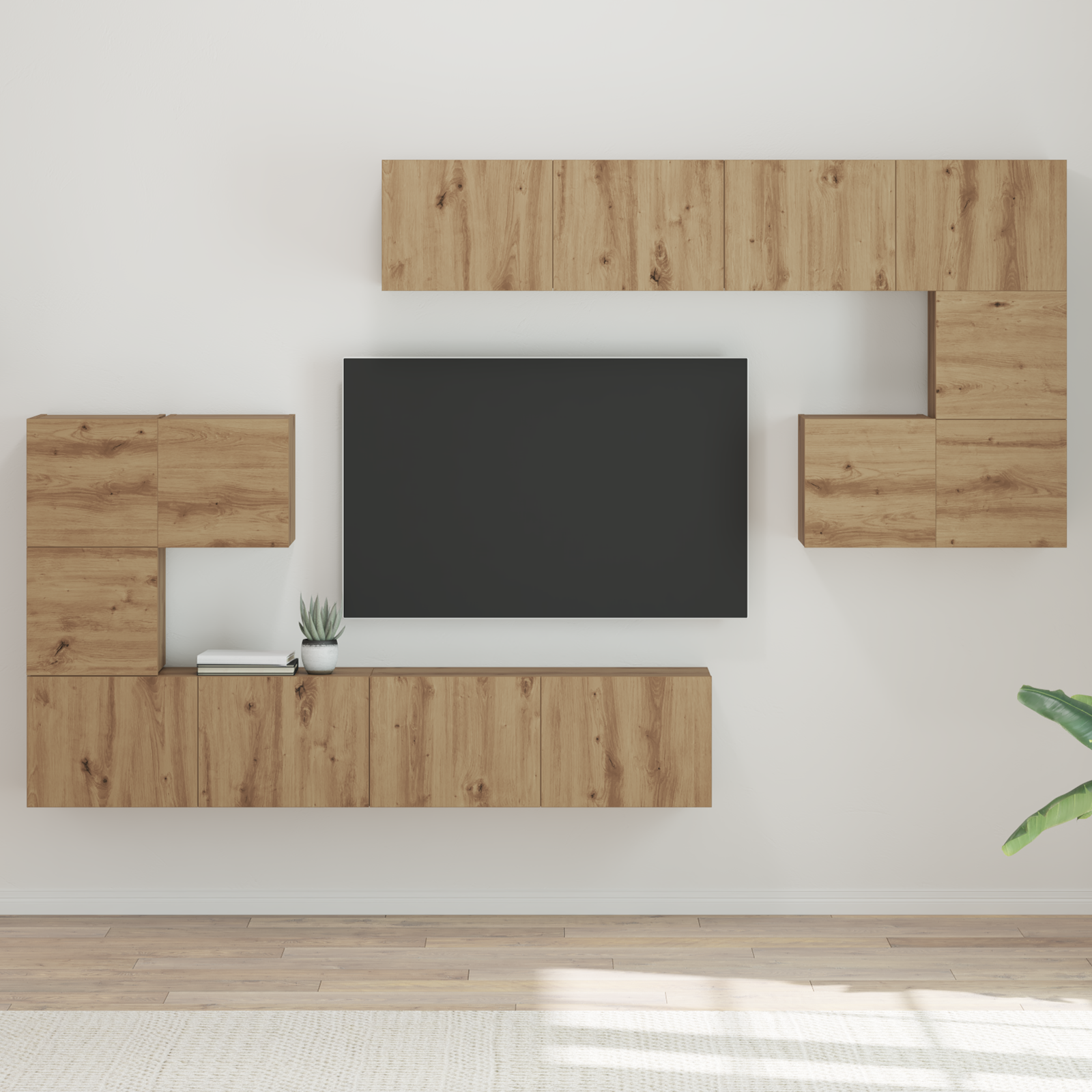 vidaXL Set comodă TV Pe perete 8 pcs stejar artizanal vidaXL Set comodă TV Pe perete 8 pcs stejar artizanal