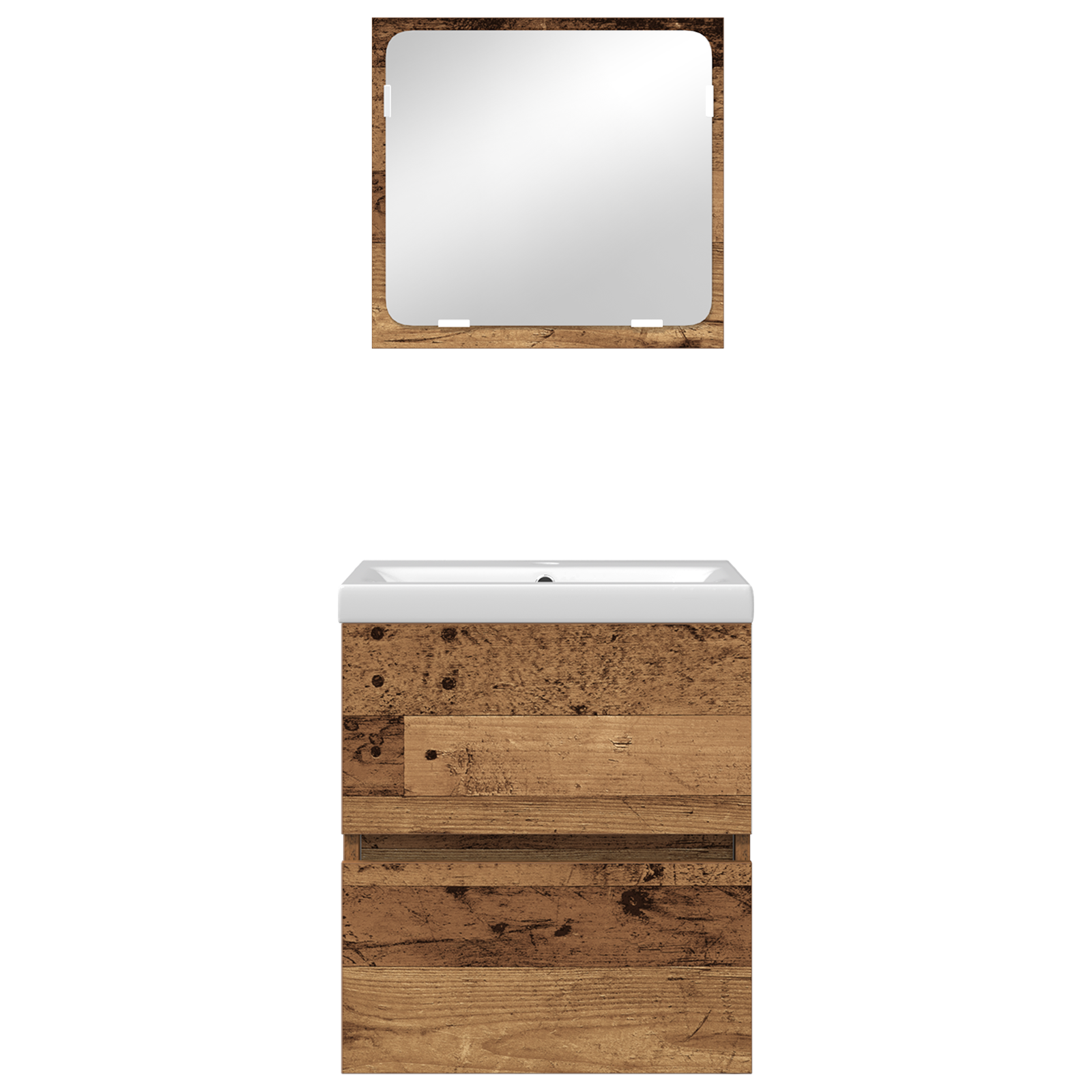 vidaXL Set de mobilier pentru baie cu sertar 2 pcs Lemn vechi și Alb