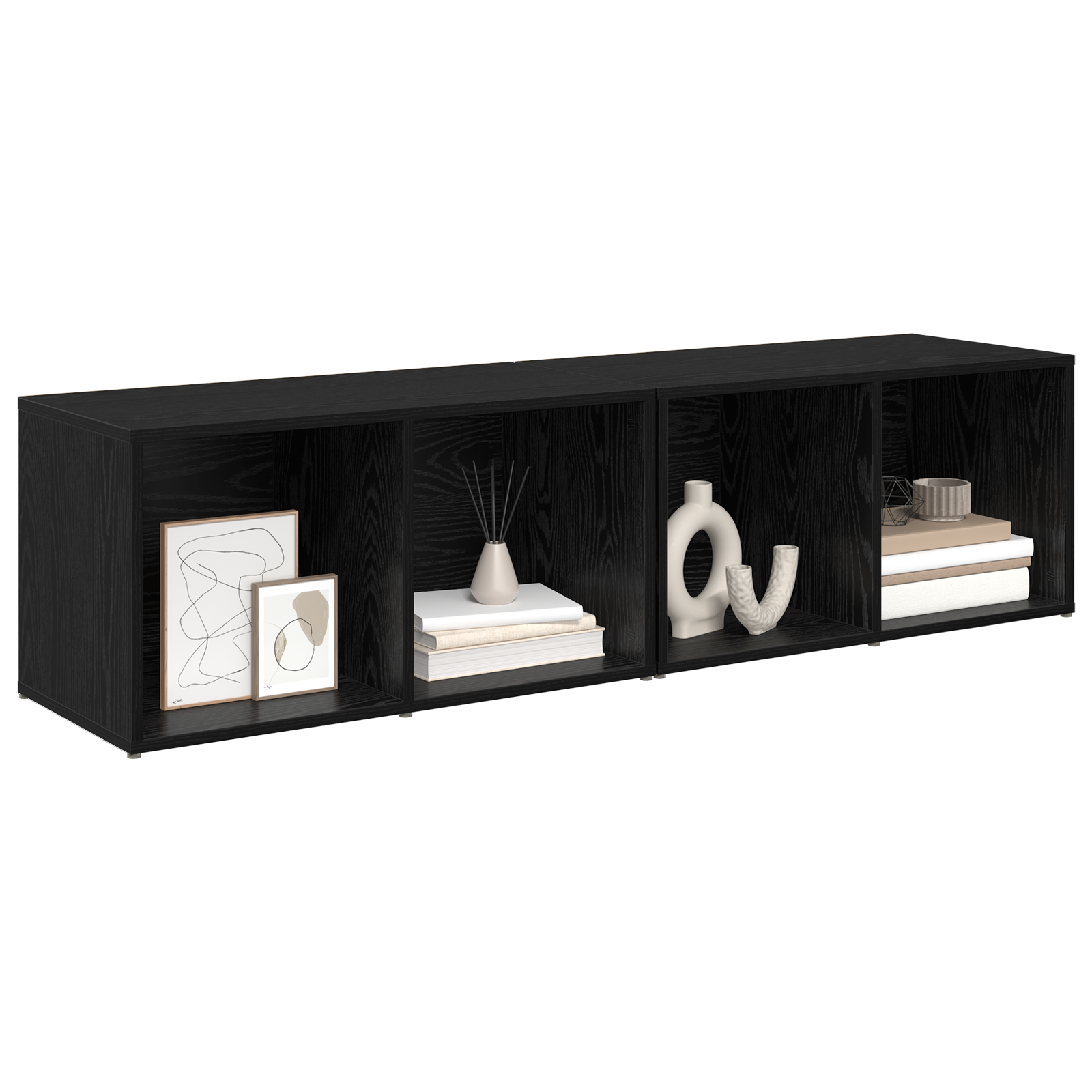 vidaXL Set comodă TV 2 pcs Stejar Negru Lemn compozit vidaXL Set comodă TV 2 pcs Stejar Negru Lemn compozit