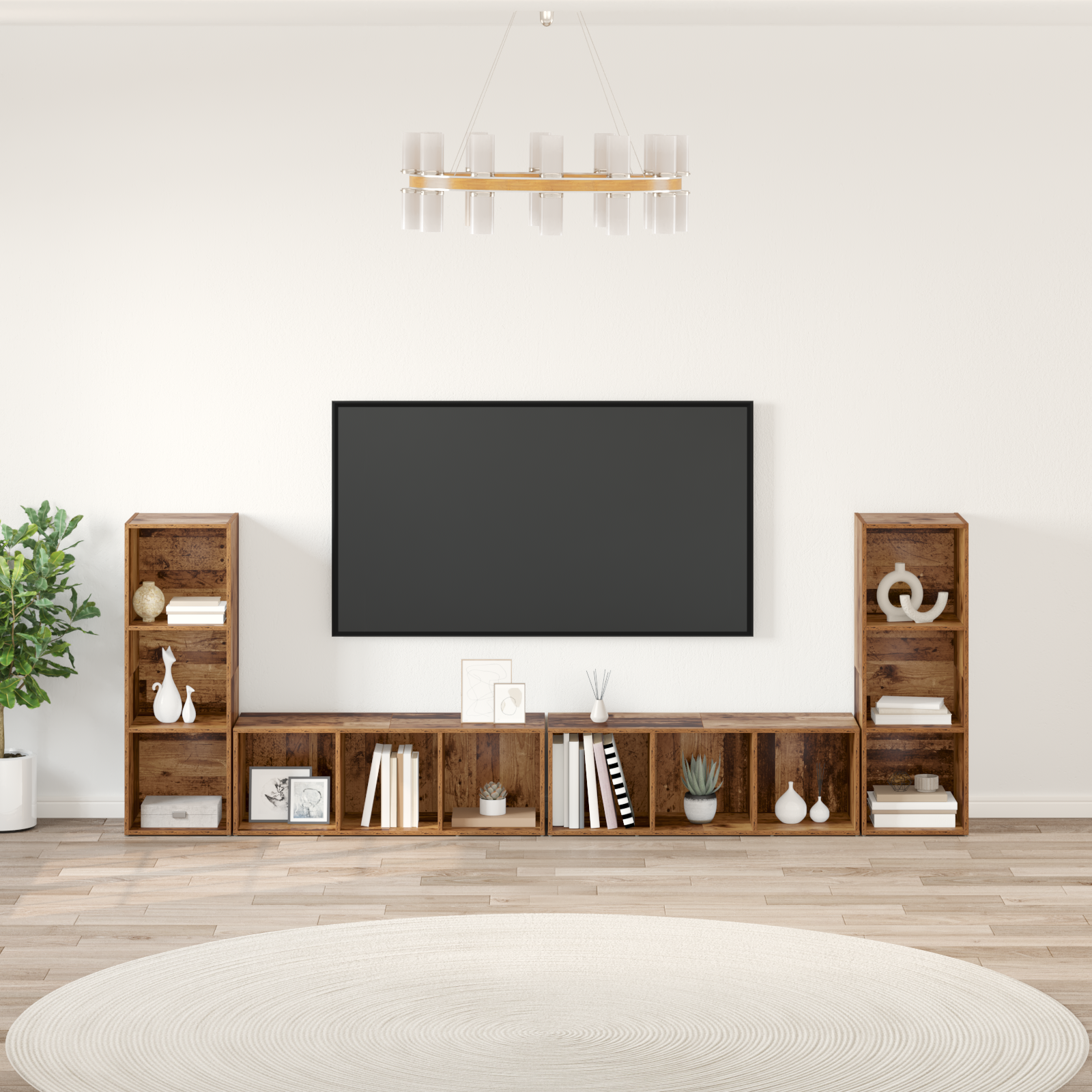 vidaXL Cabinet TV 4 pcs Lemn vechi 37 x 35 x 107.5 cm Lemn stratificat vidaXL Cabinet TV 4 pcs Lemn vechi 37 x 35 x 107.5 cm Lemn stratificat